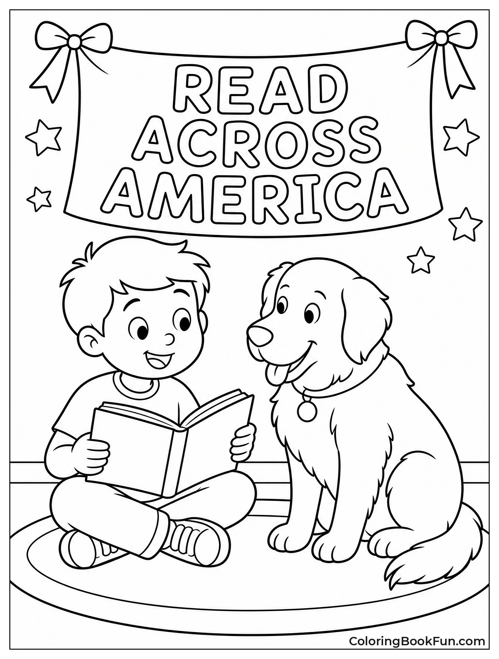 Kid Reading Story to Dog