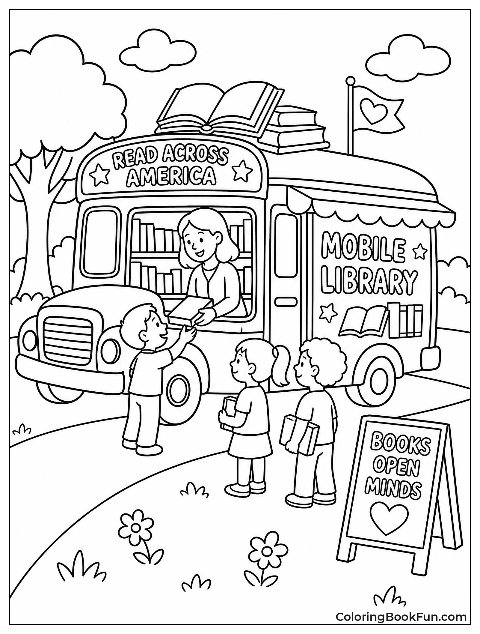 Bookmobile Bus Parked at Park
