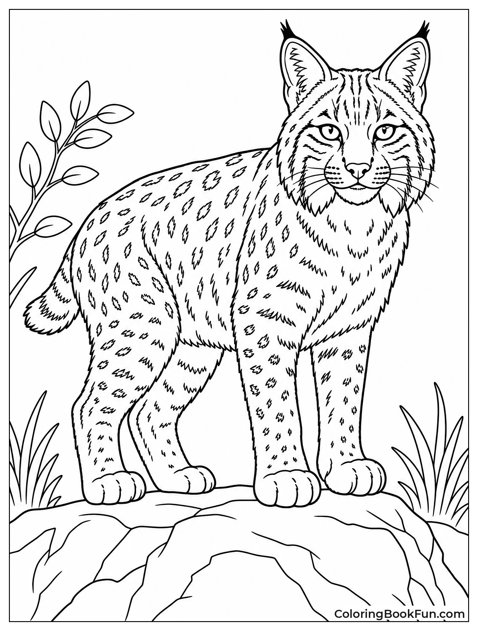 Bobcat Sits with Detailed Fur