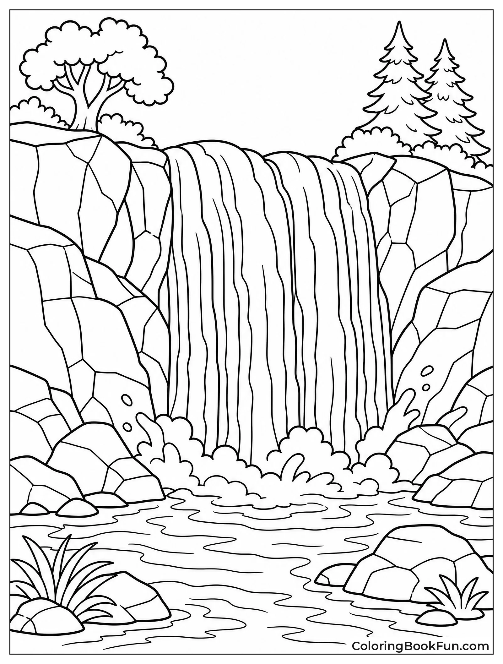 Water Tumbles over Rocky Ledge