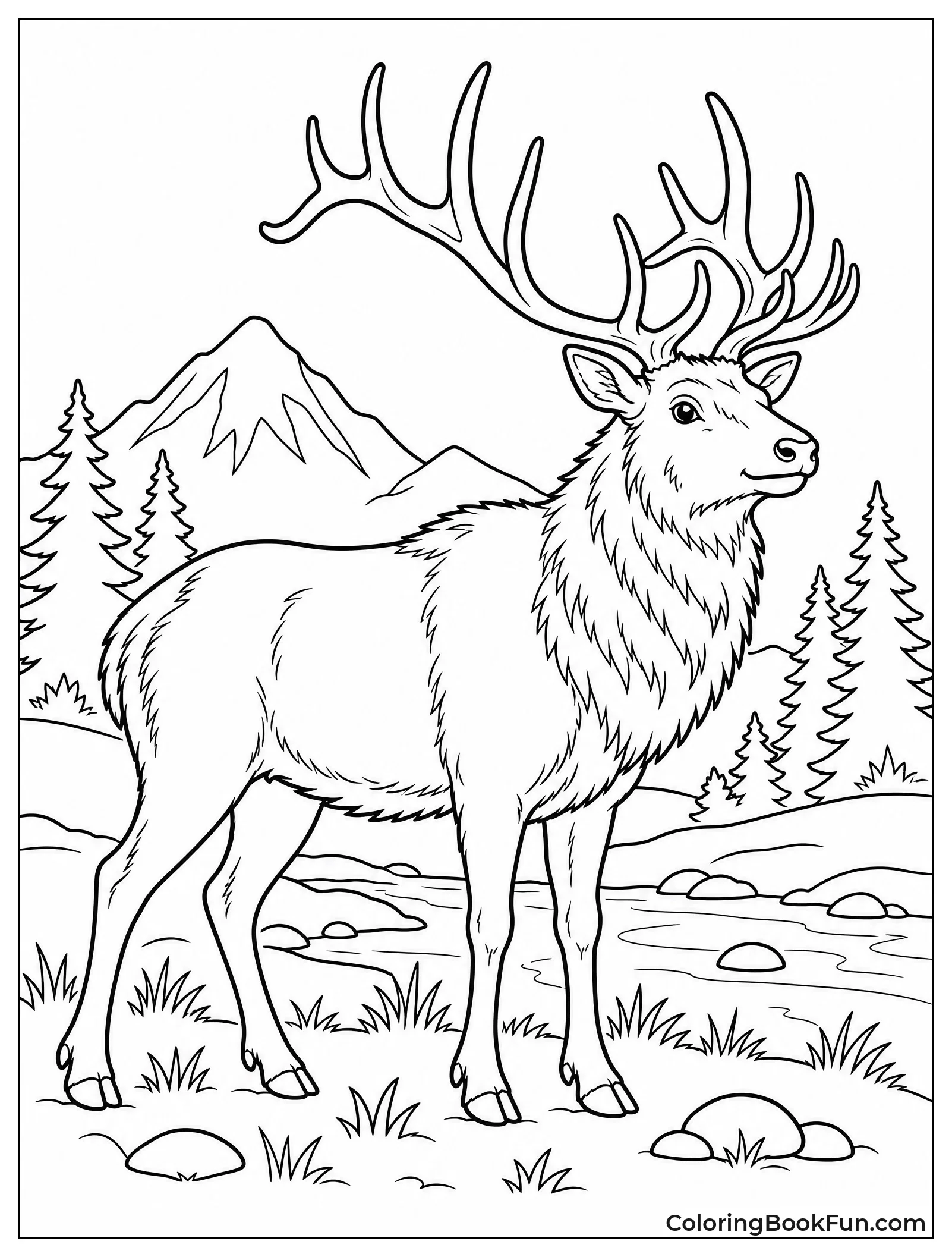 Elk with Majestic Antlers in Nature