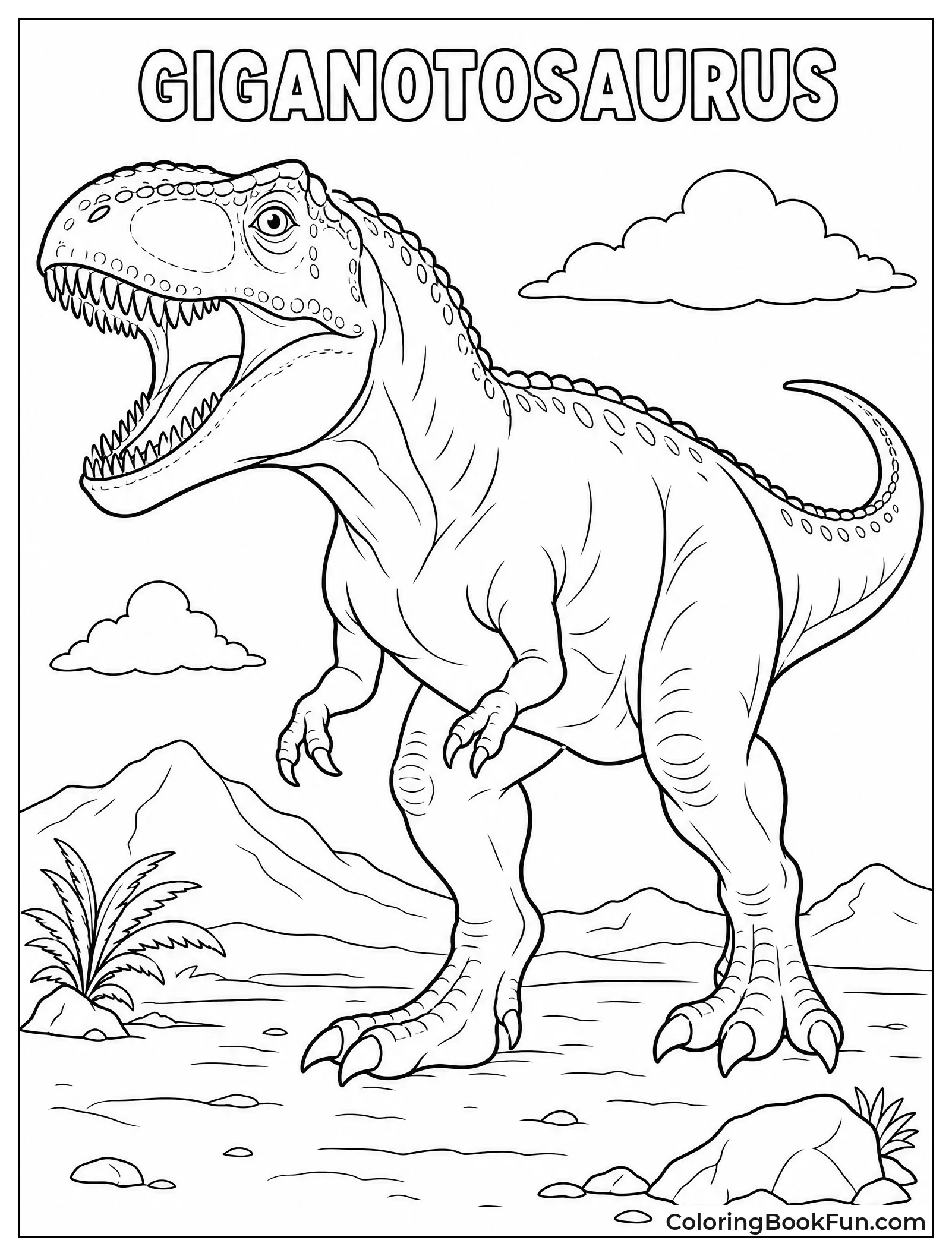 Lifelike Giganotosaurus Ready to Color