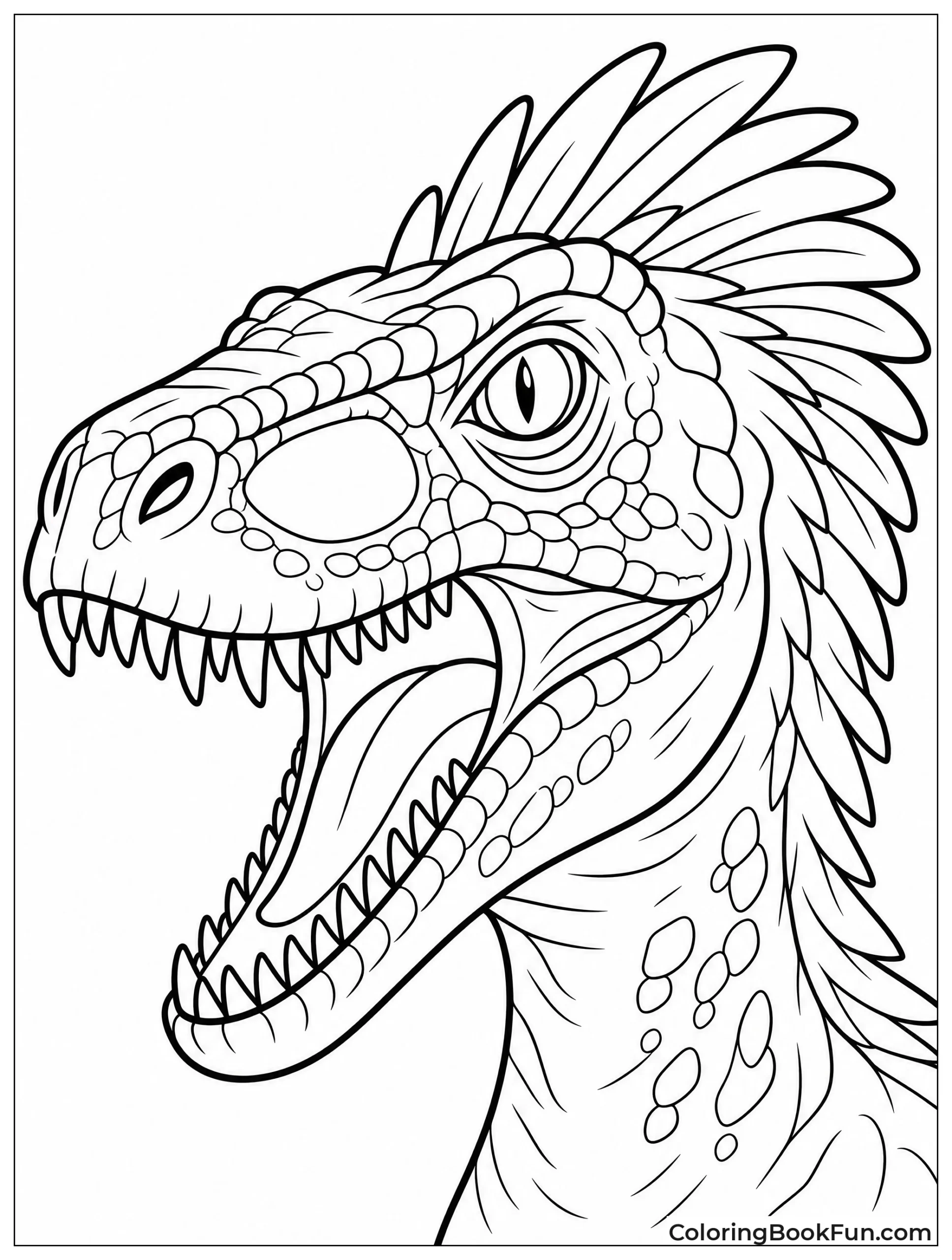 Roaring Velociraptor Showing Sharp Teeth