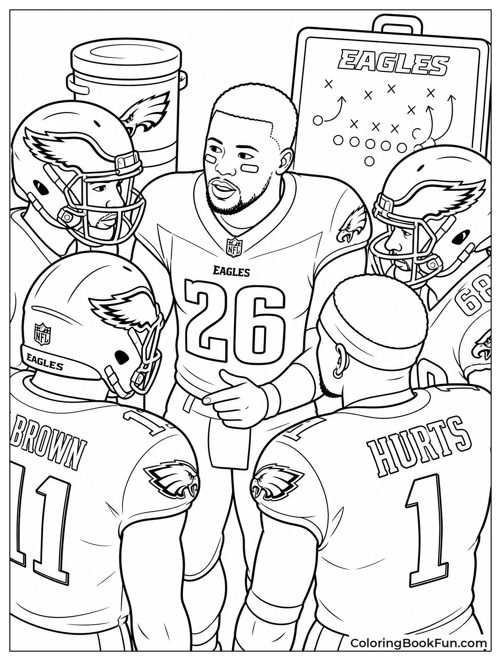 Saquon in Eagles Team Huddle
