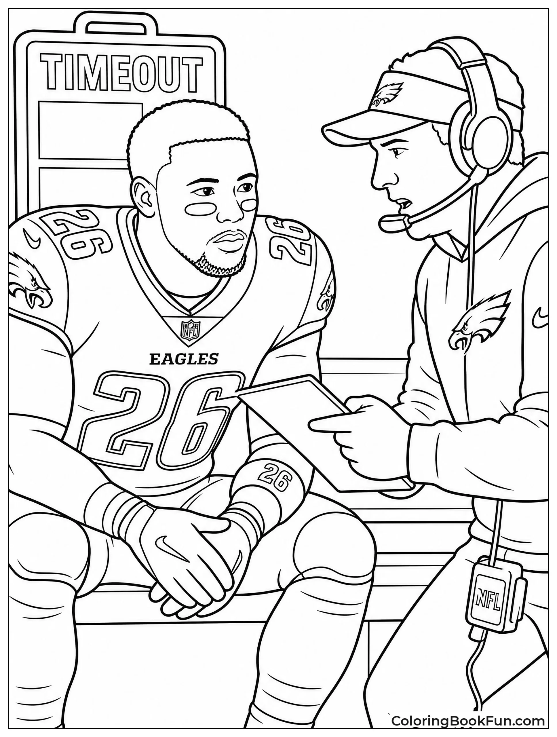 Saquon Listens to Coach on Sideline