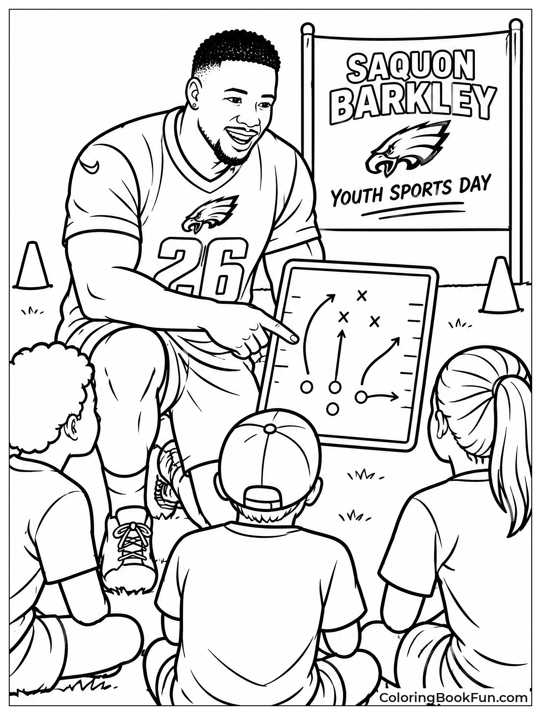 Saquon Teaches Kids at Sports Day