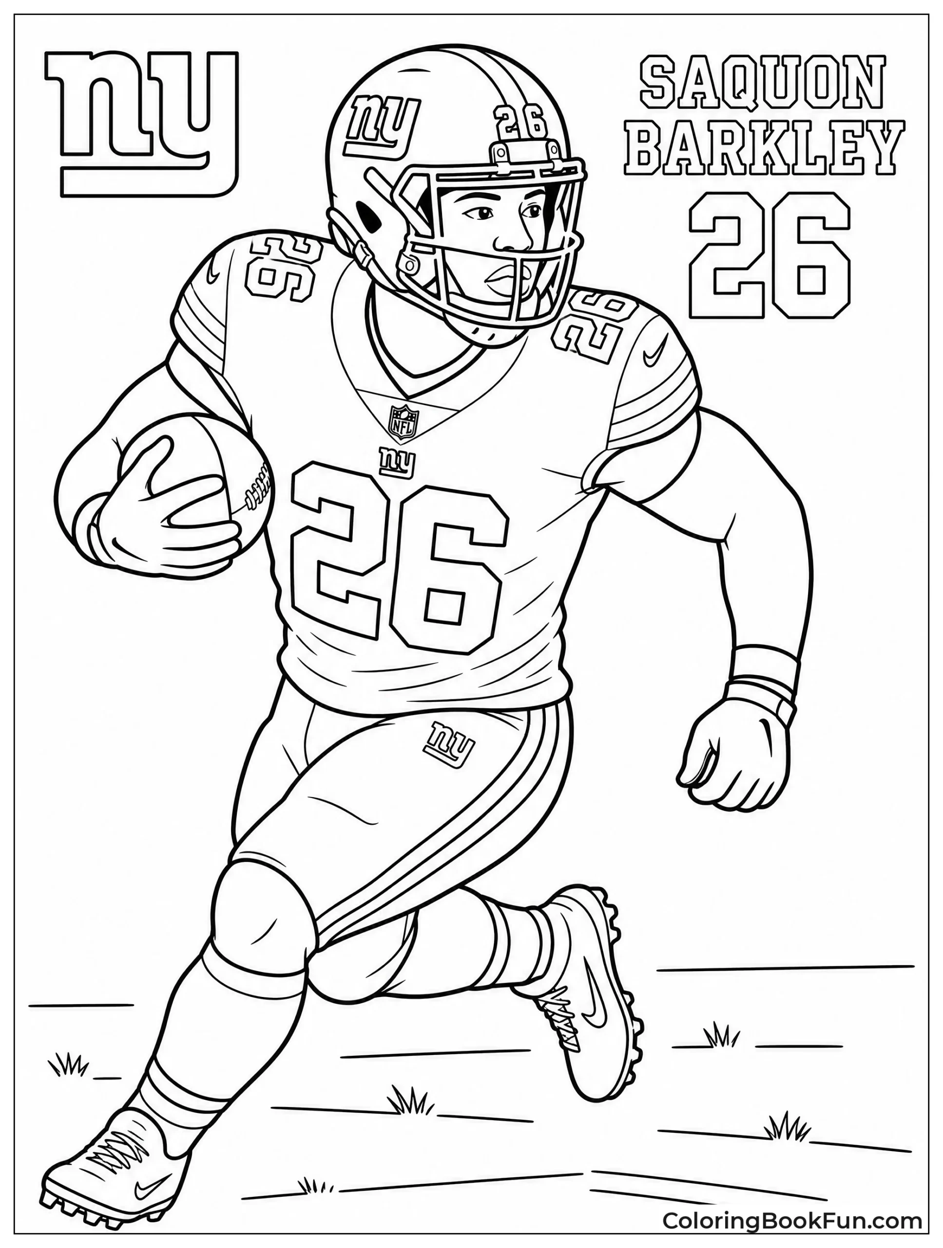 Saquon Runs in Giants Uniform