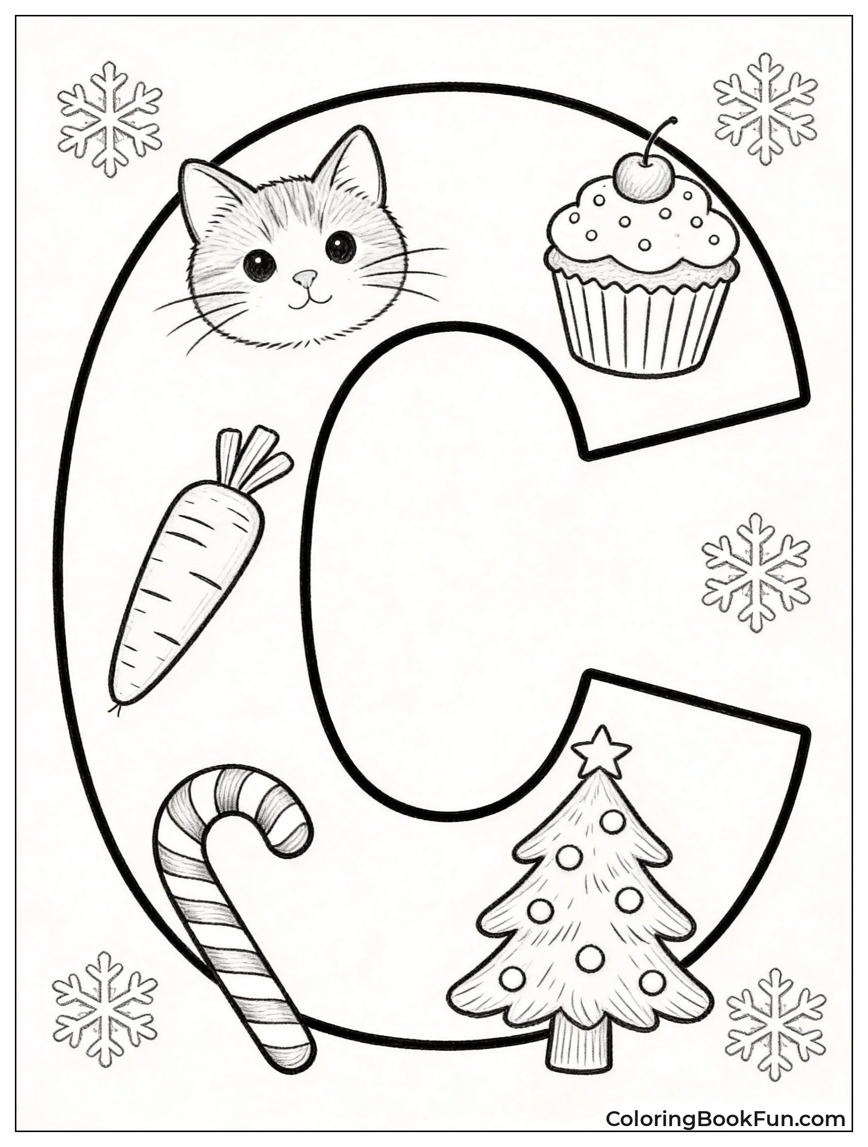 Christmas C with Candy Cane
