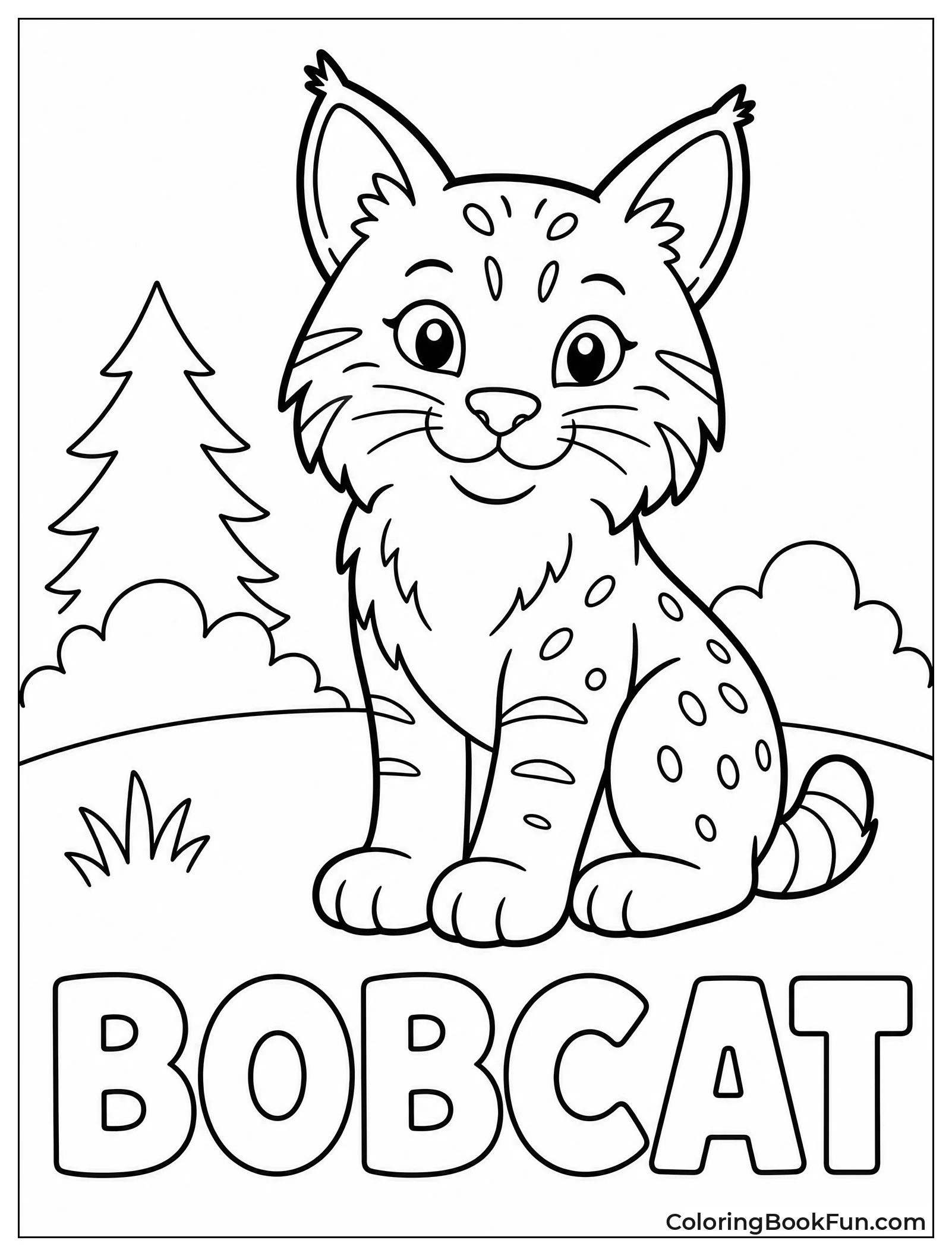Simple Bobcat Outline for Kids