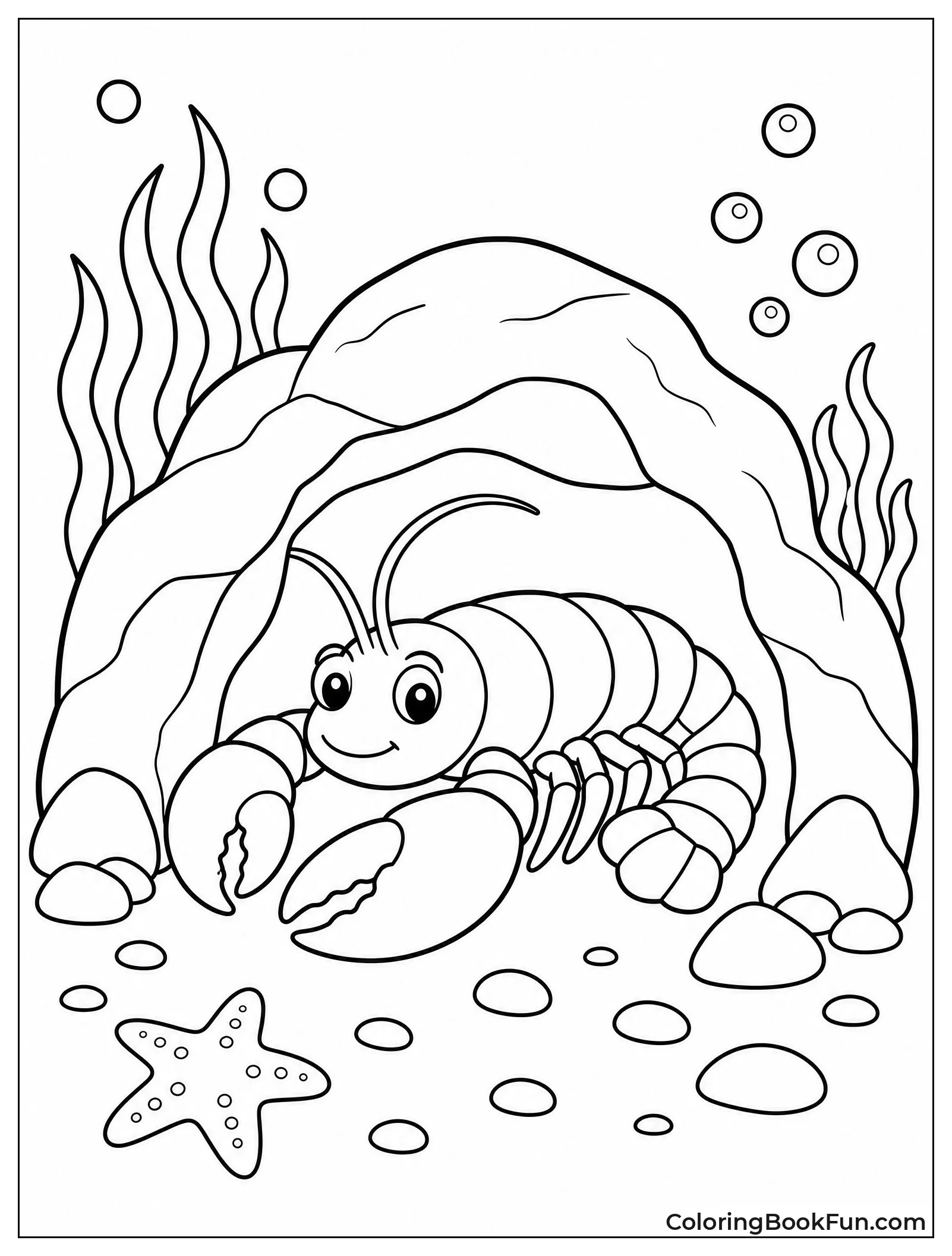 Relaxed Lobster Resting in Den