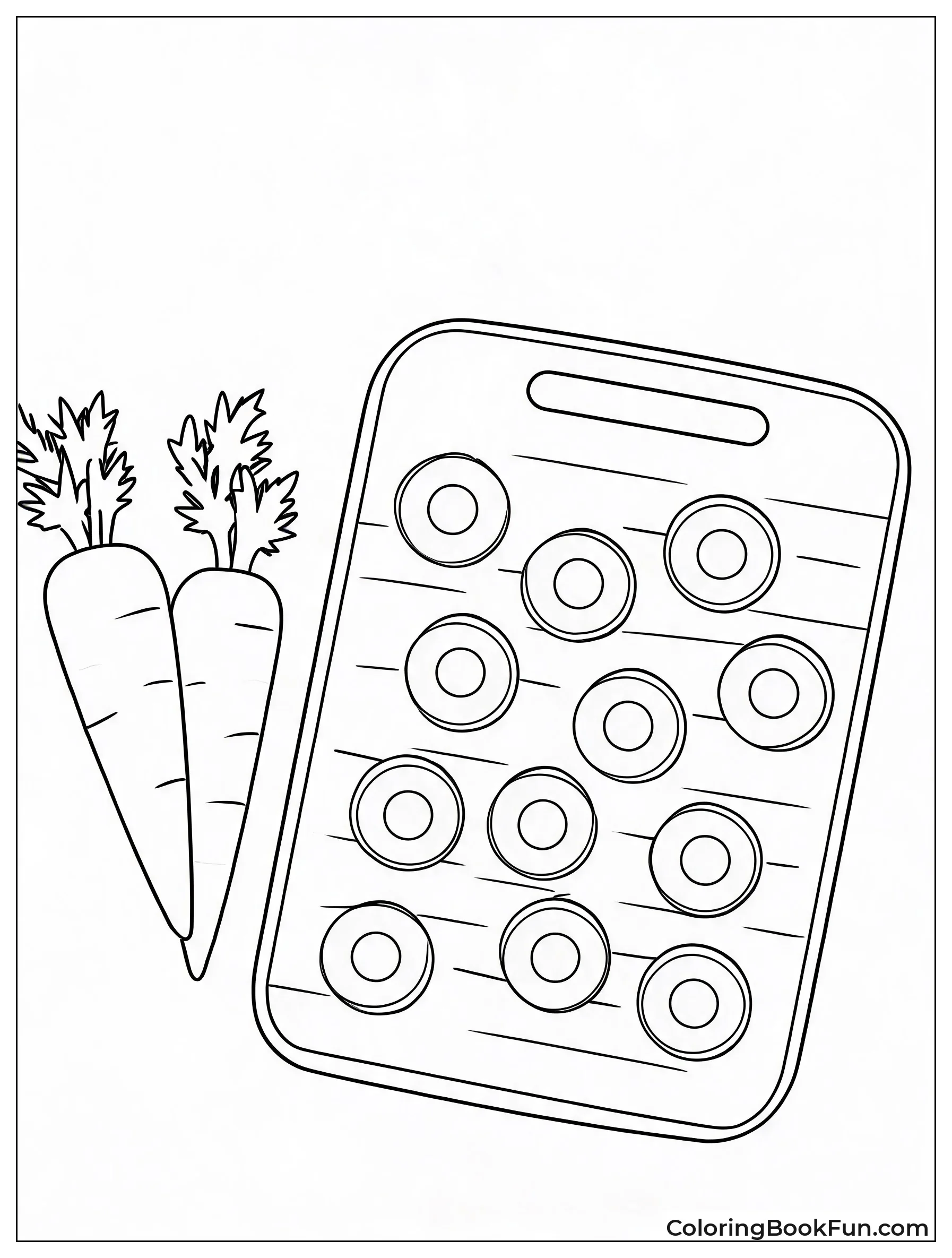 Carrot Slices on Cutting Board