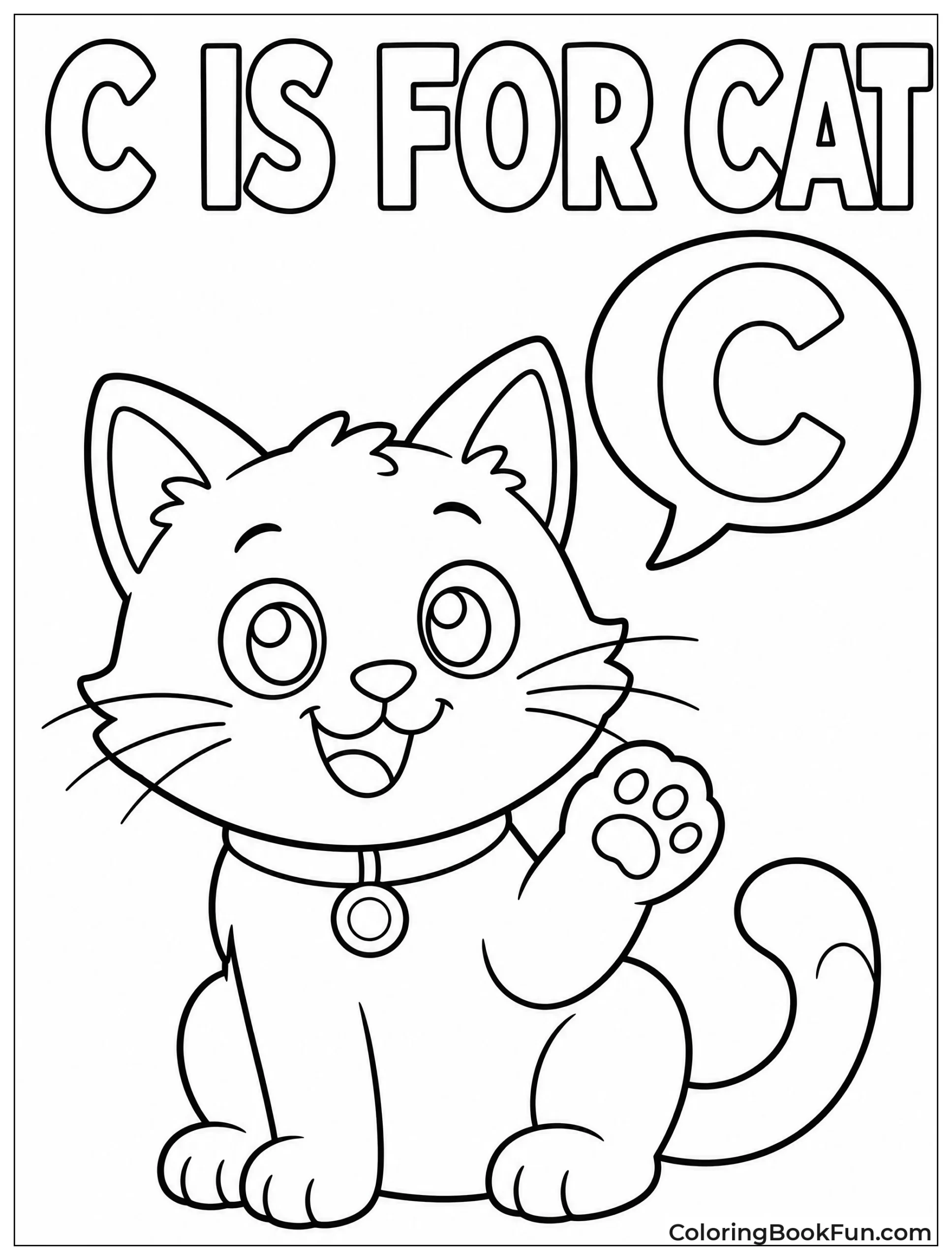 Cat Says C in Speech Bubble