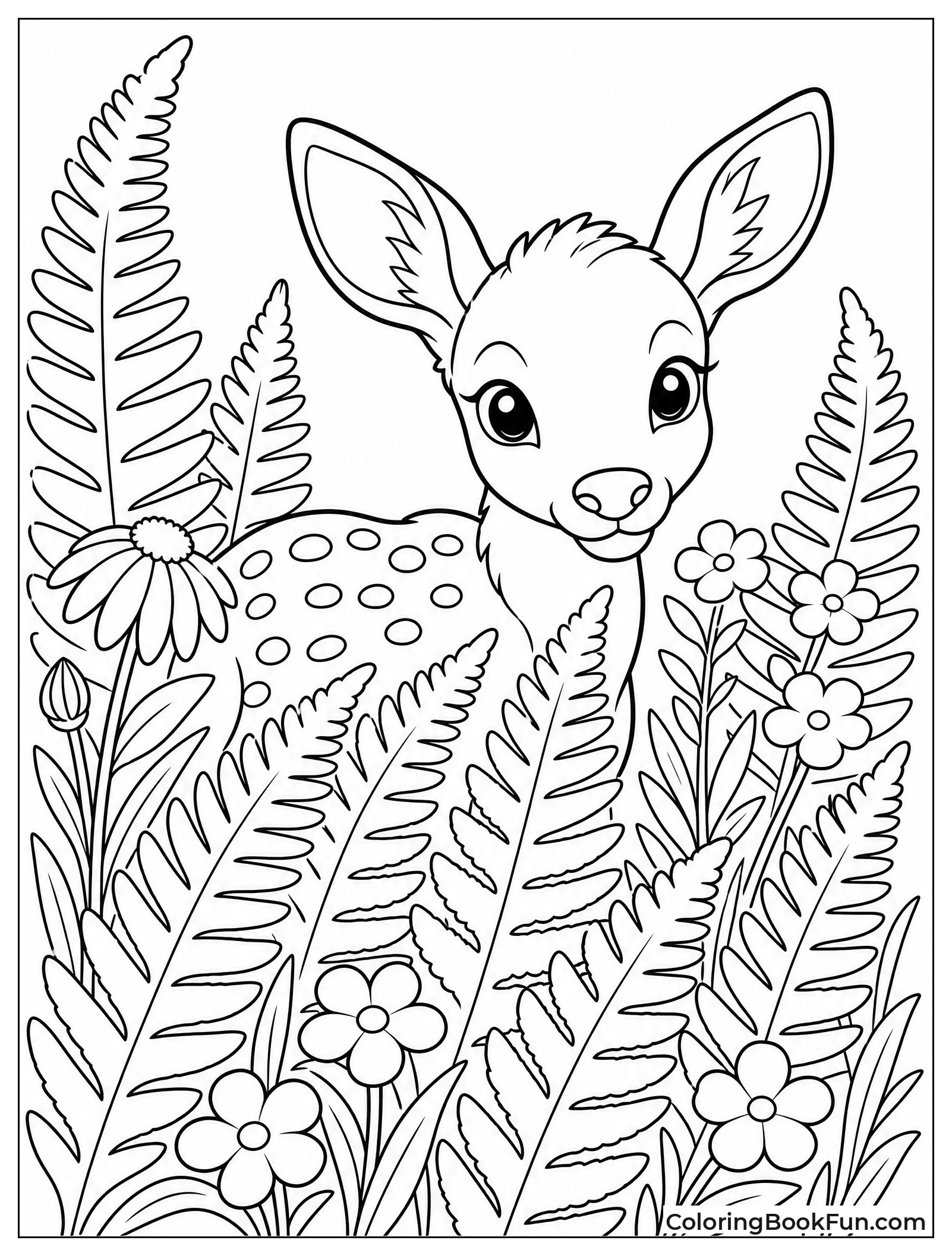 Spotted Calf Hiding in Ferns