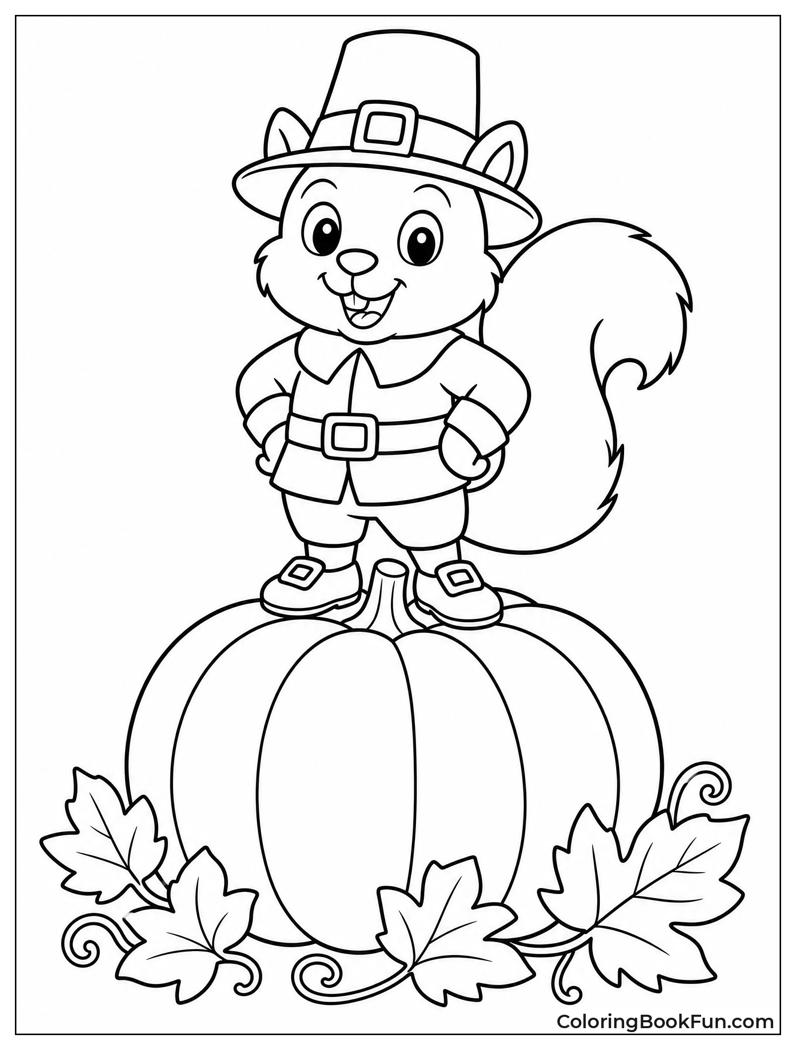 Squirrel Standing on Giant Pumpkin