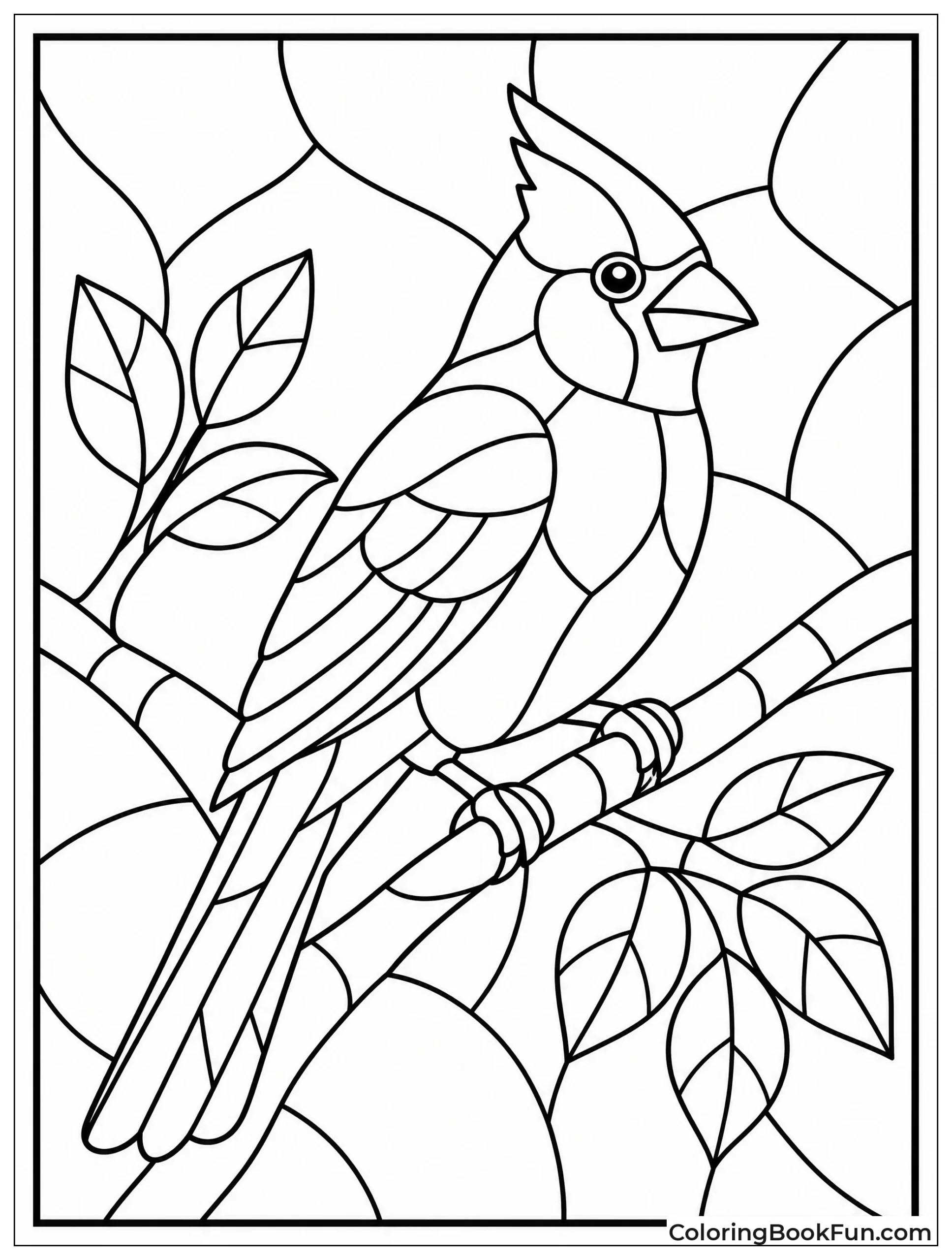 Stained Glass Cardinal in Bright Colors