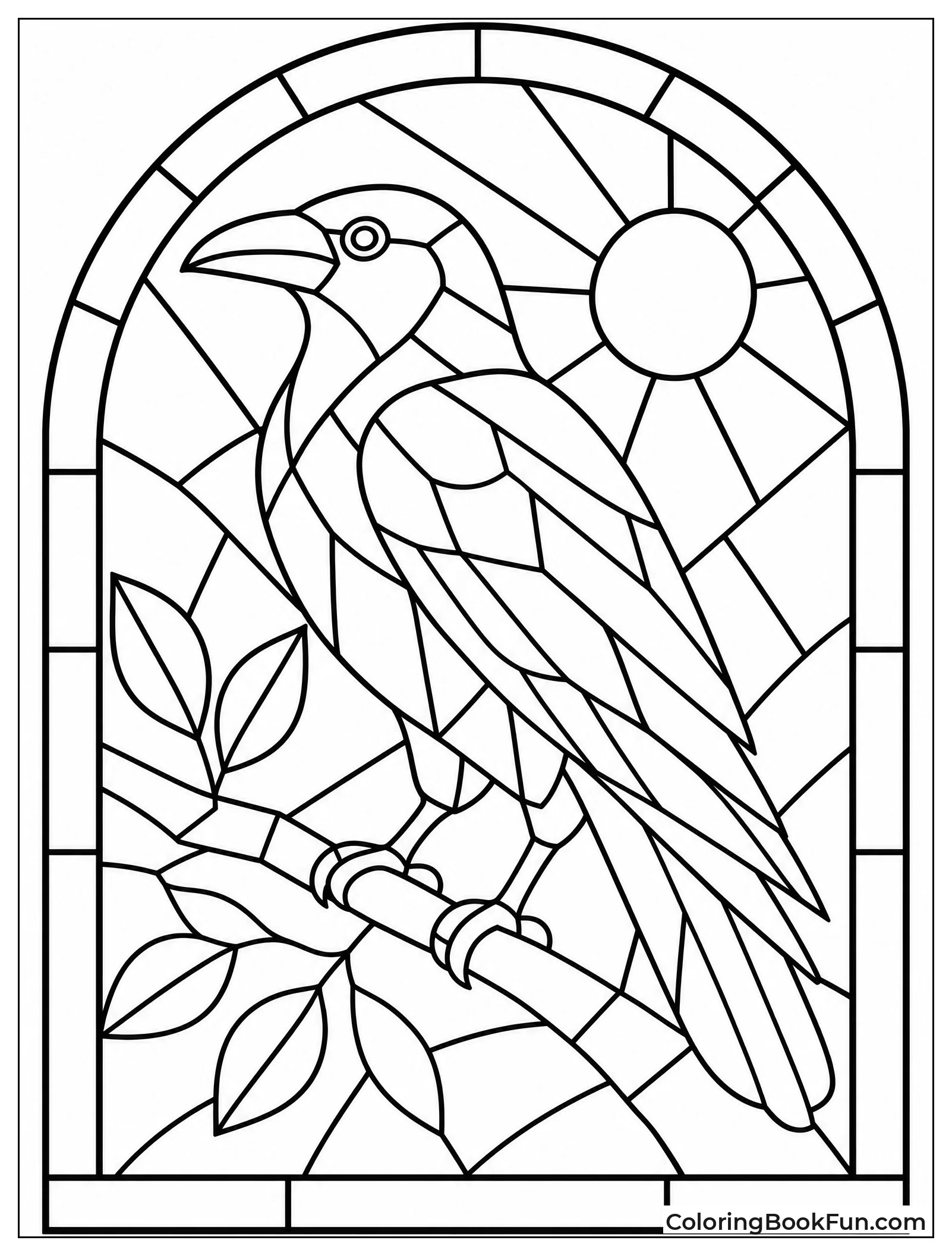 Raven in Stained Glass Style