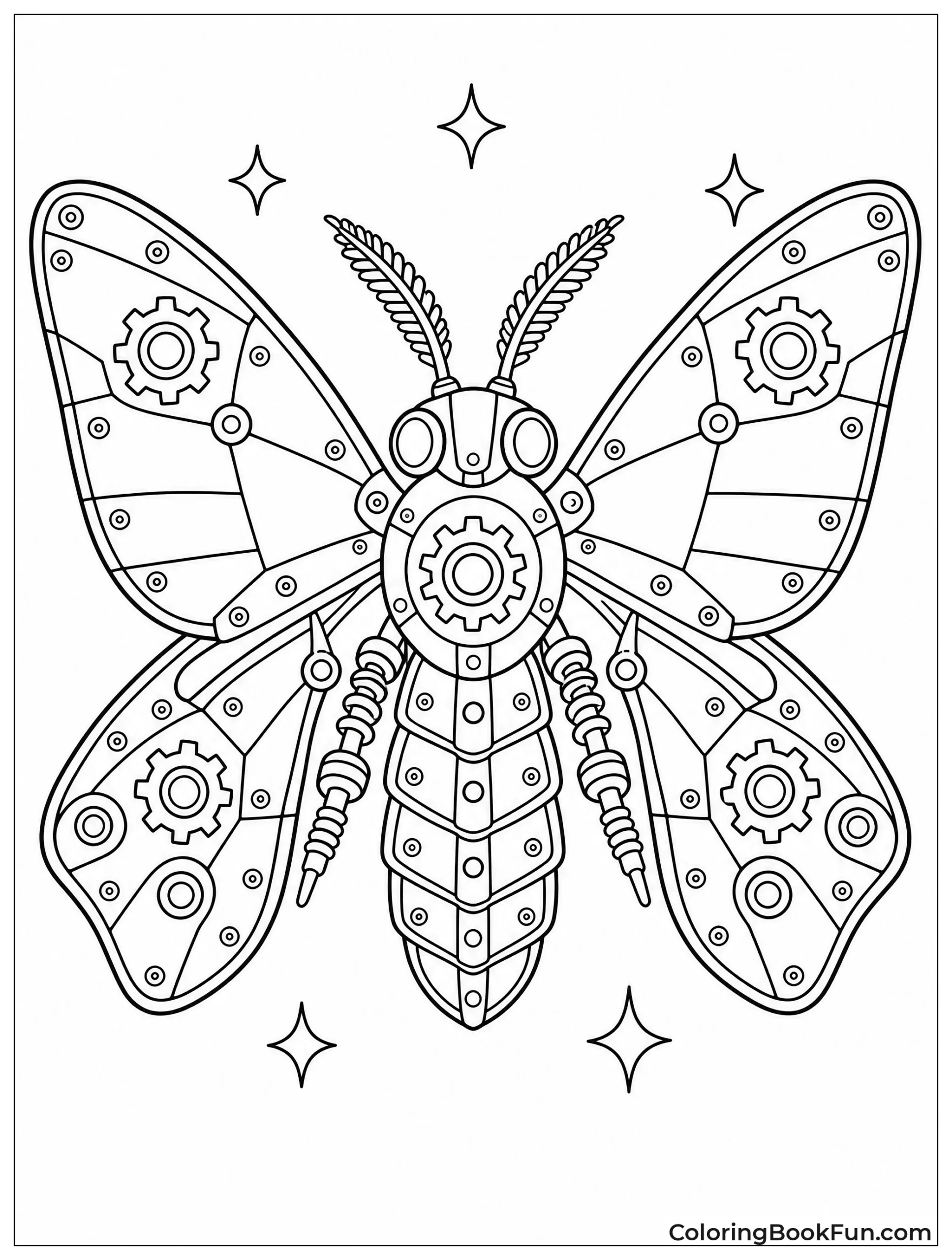 Mechanical Moth Built from Gears