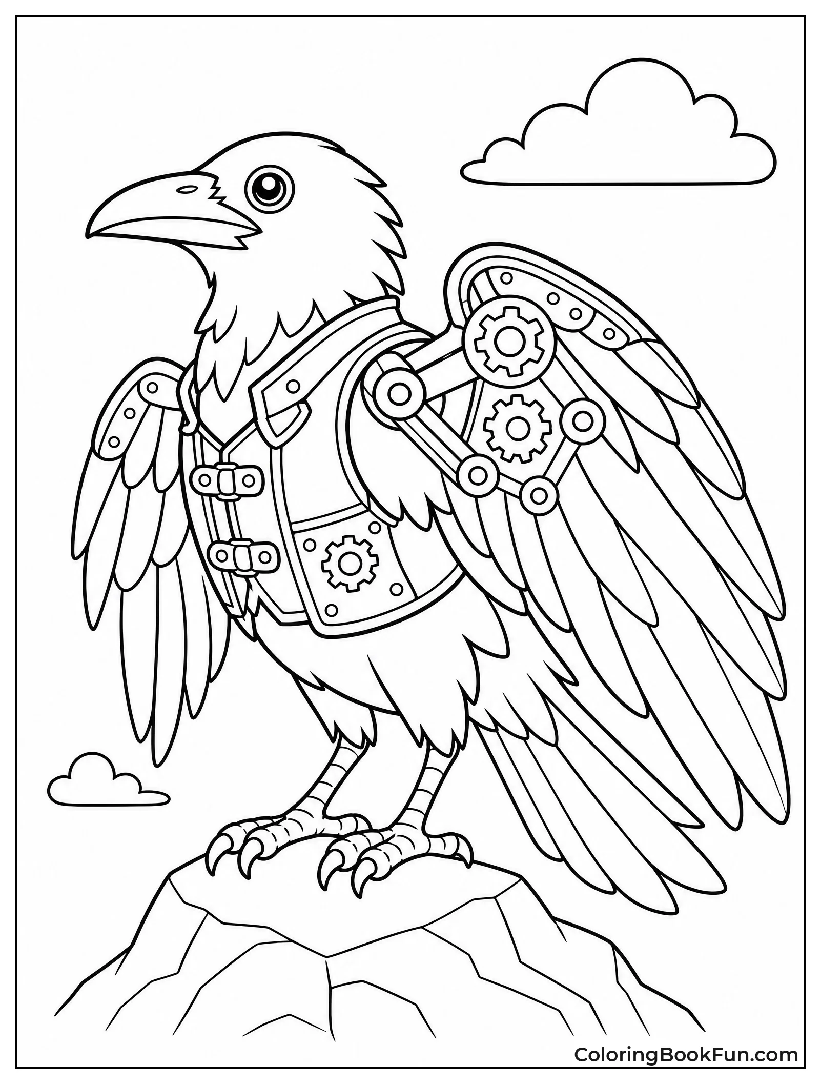 Steampunk Raven with Brass Gears