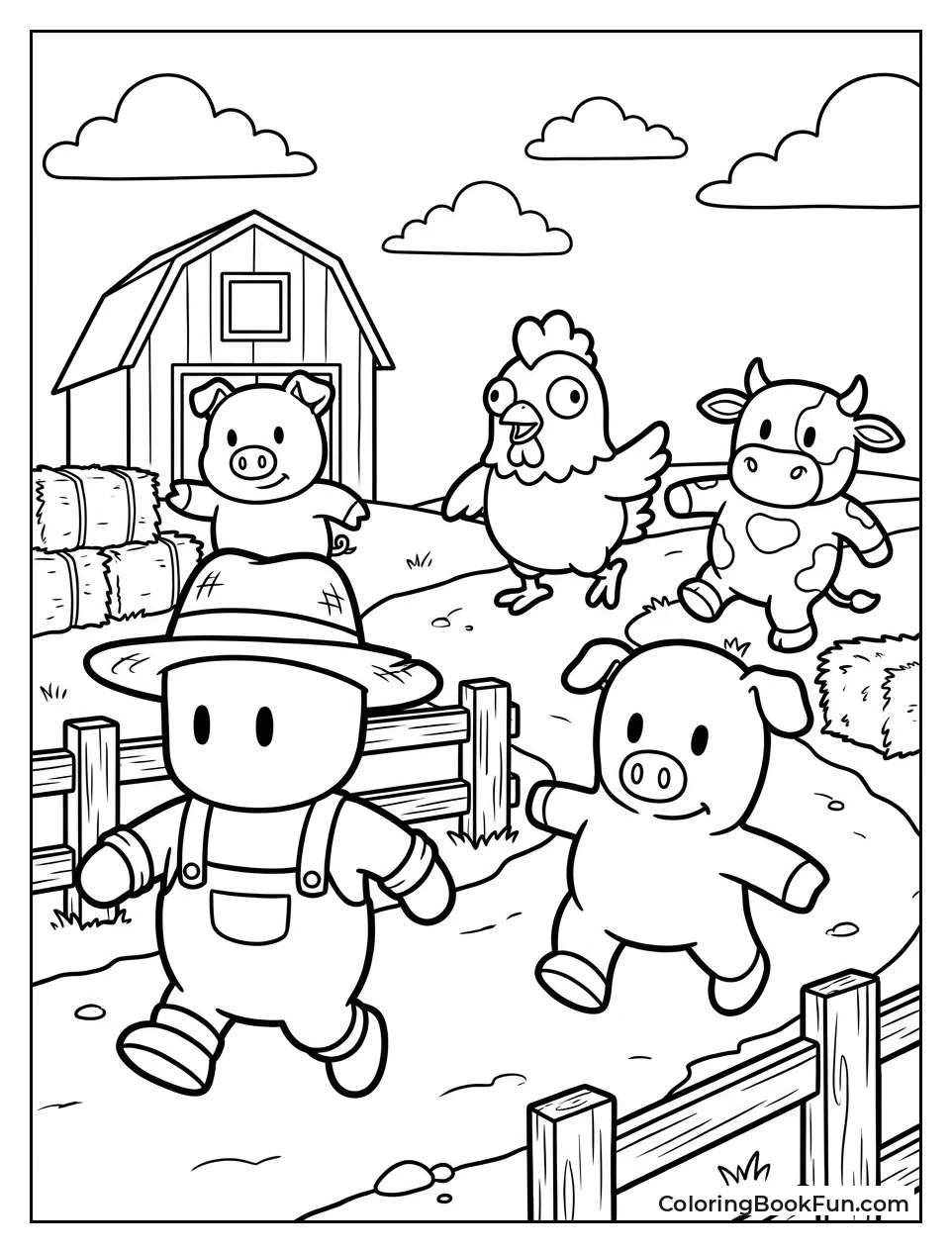 Farm Animals Racing Together