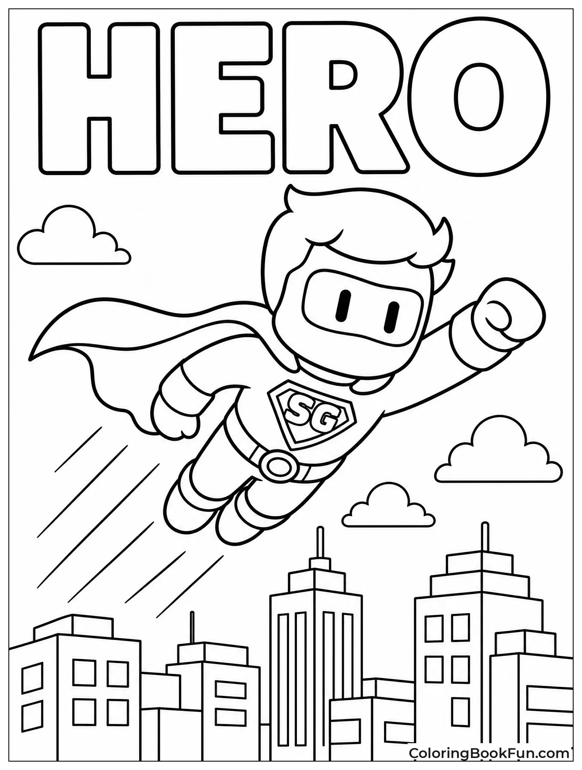 Superhero Flying Over City