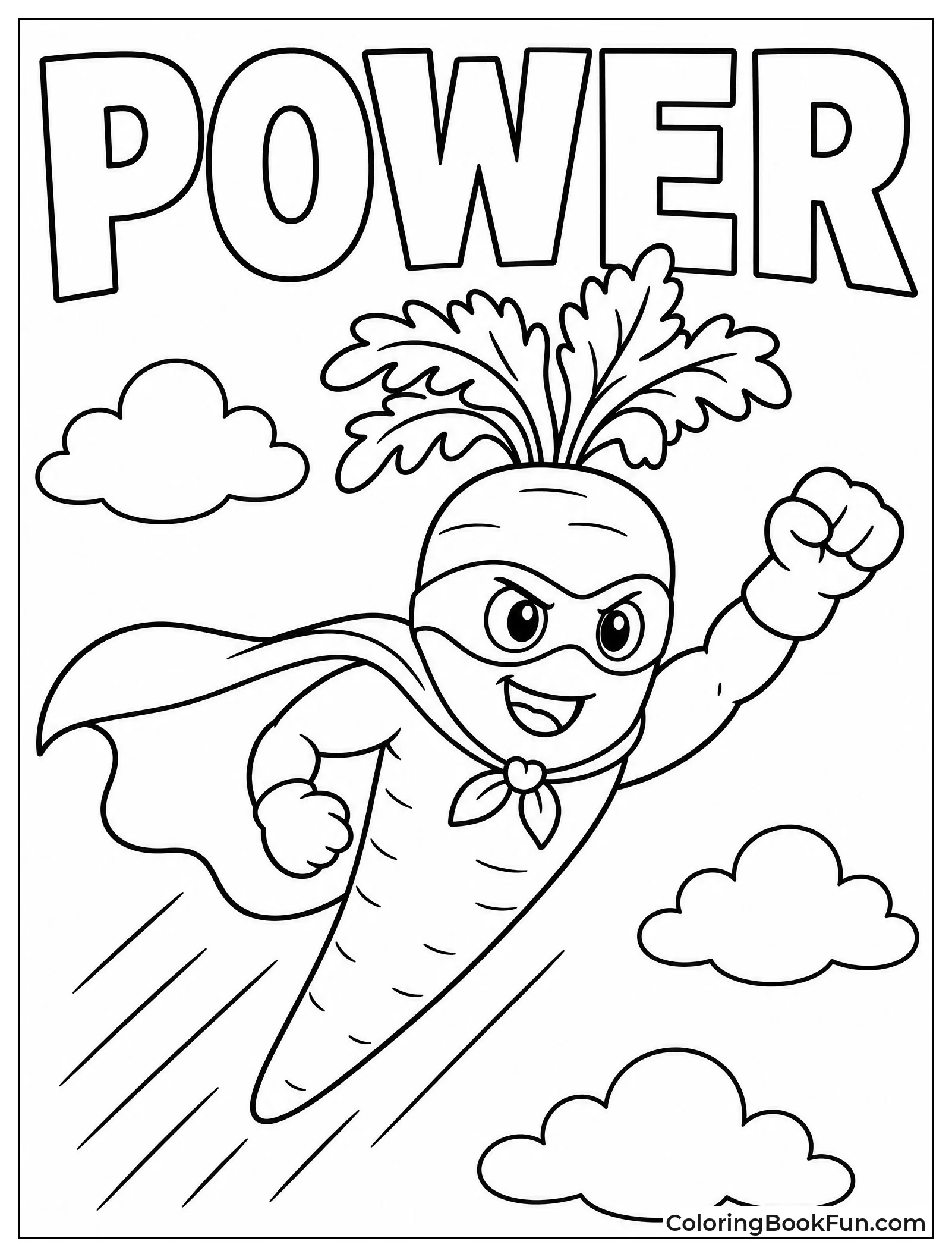Superhero Carrot Flying in Sky