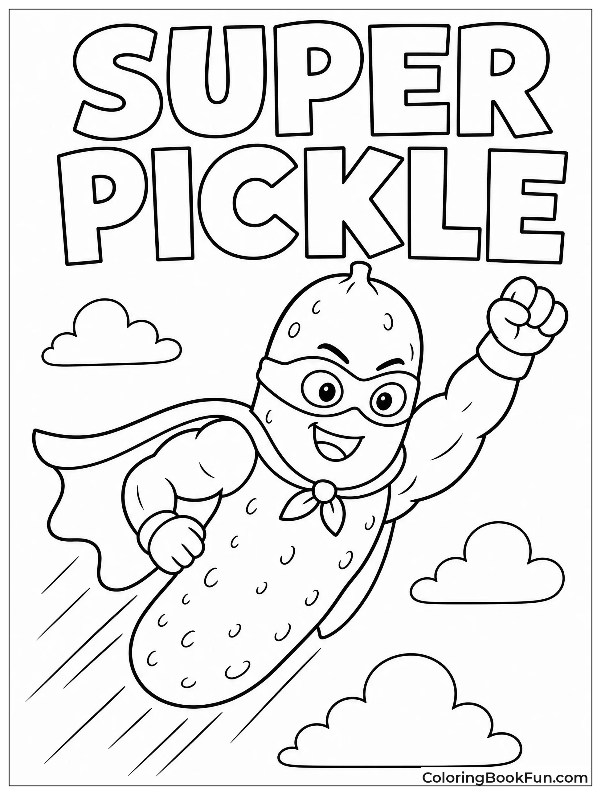 Superhero Pickle Flying Through Air