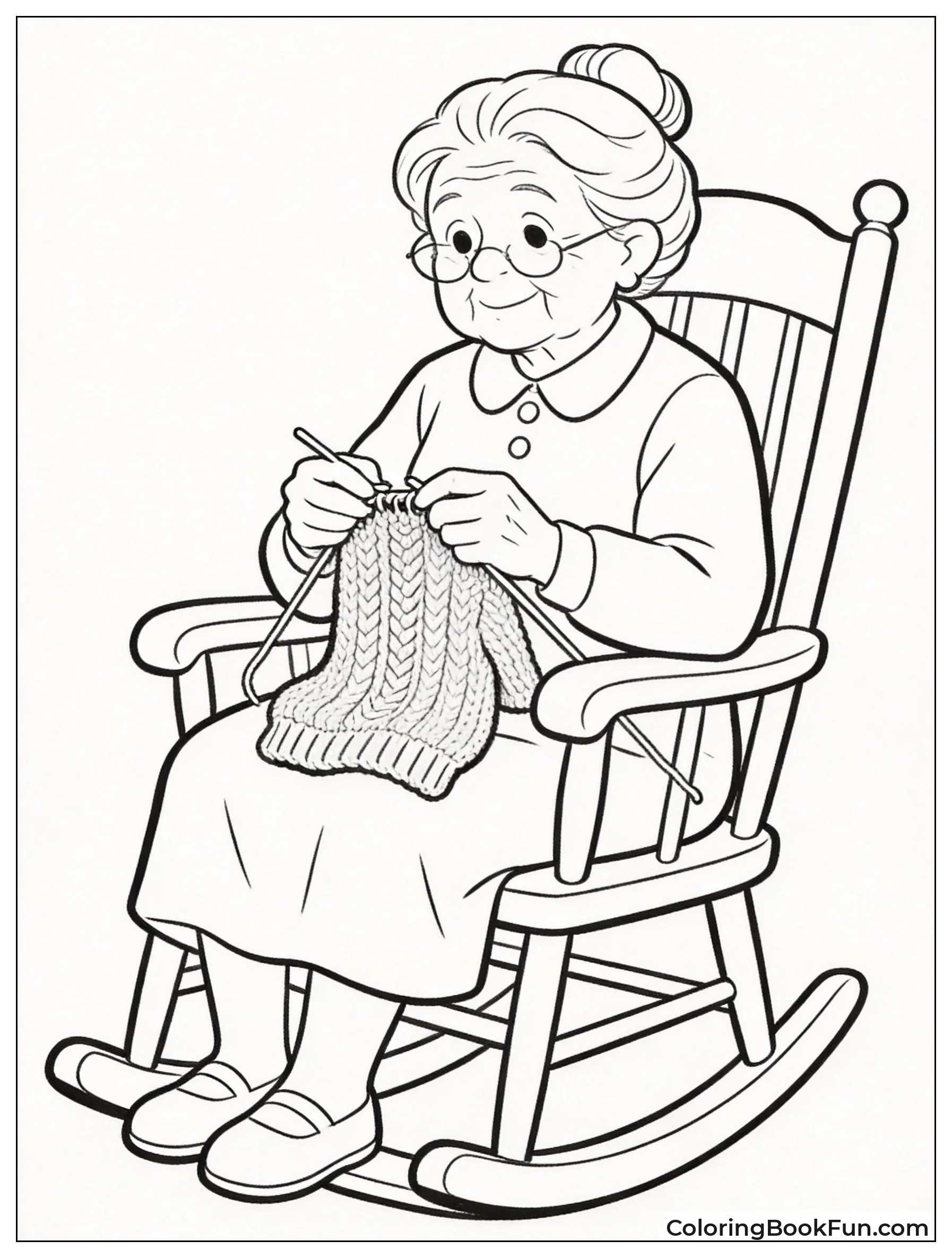 Grandma Knits Sweater in Chair