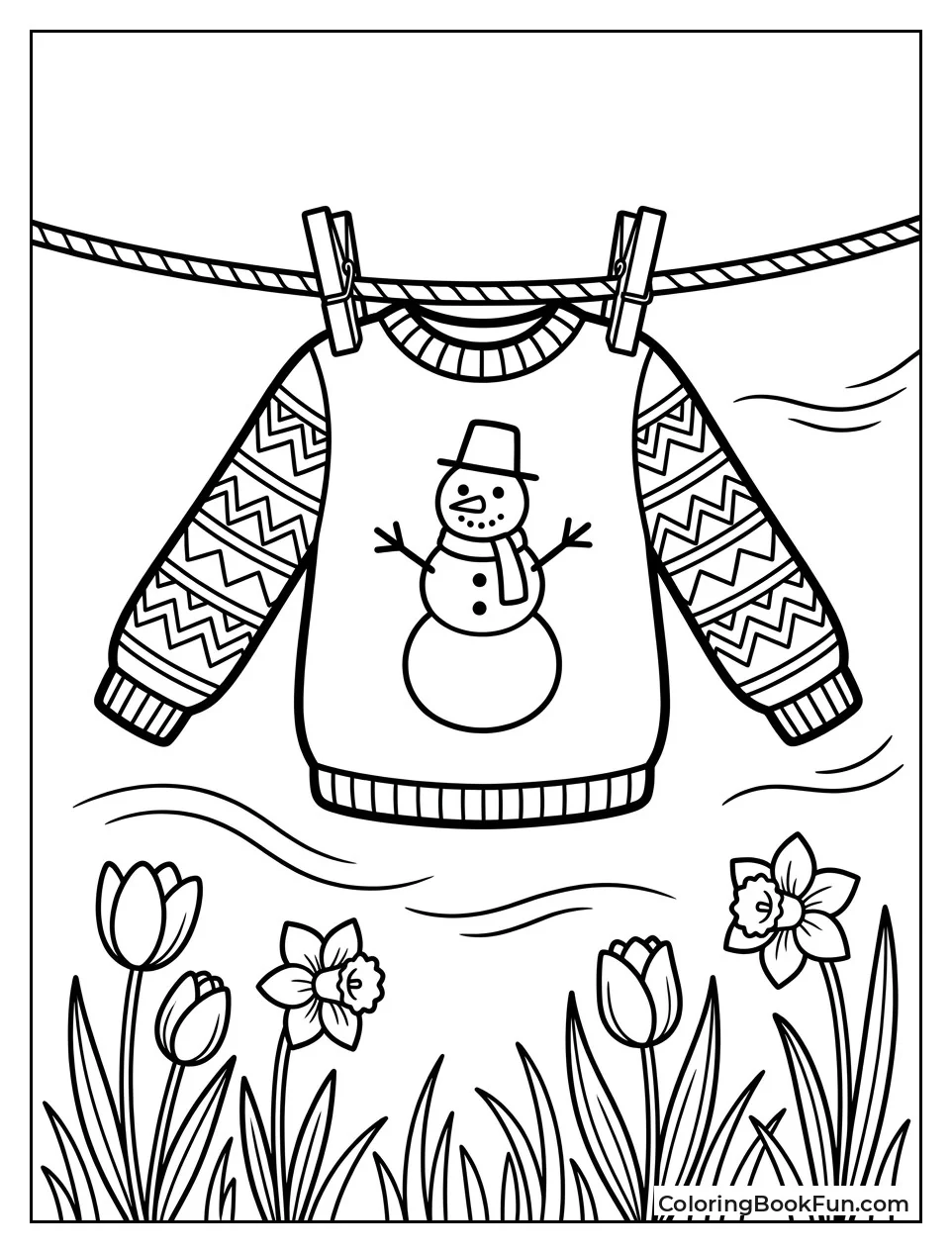 Sweater Blows on Clothesline