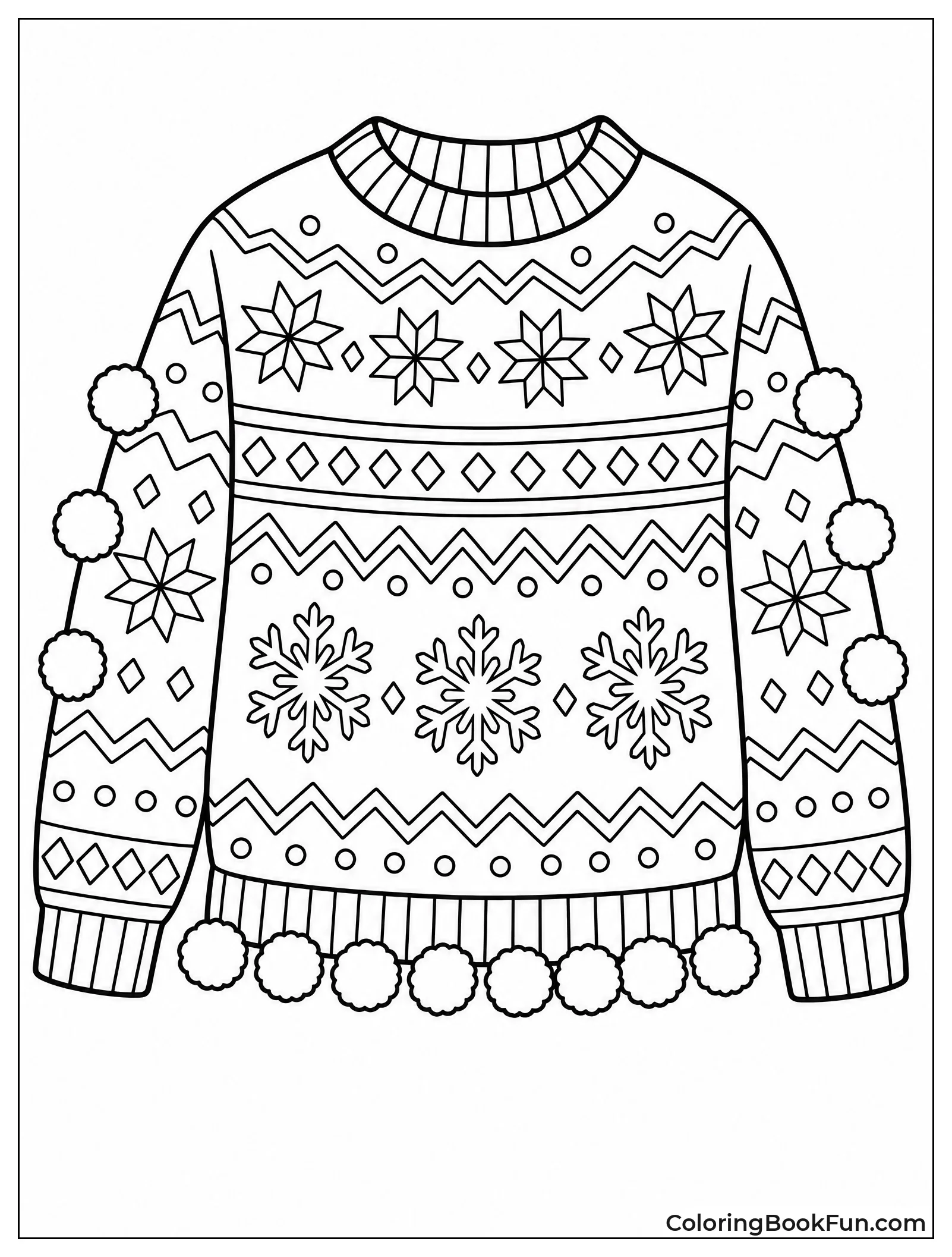 Sweater Has Colorful Pom Poms
