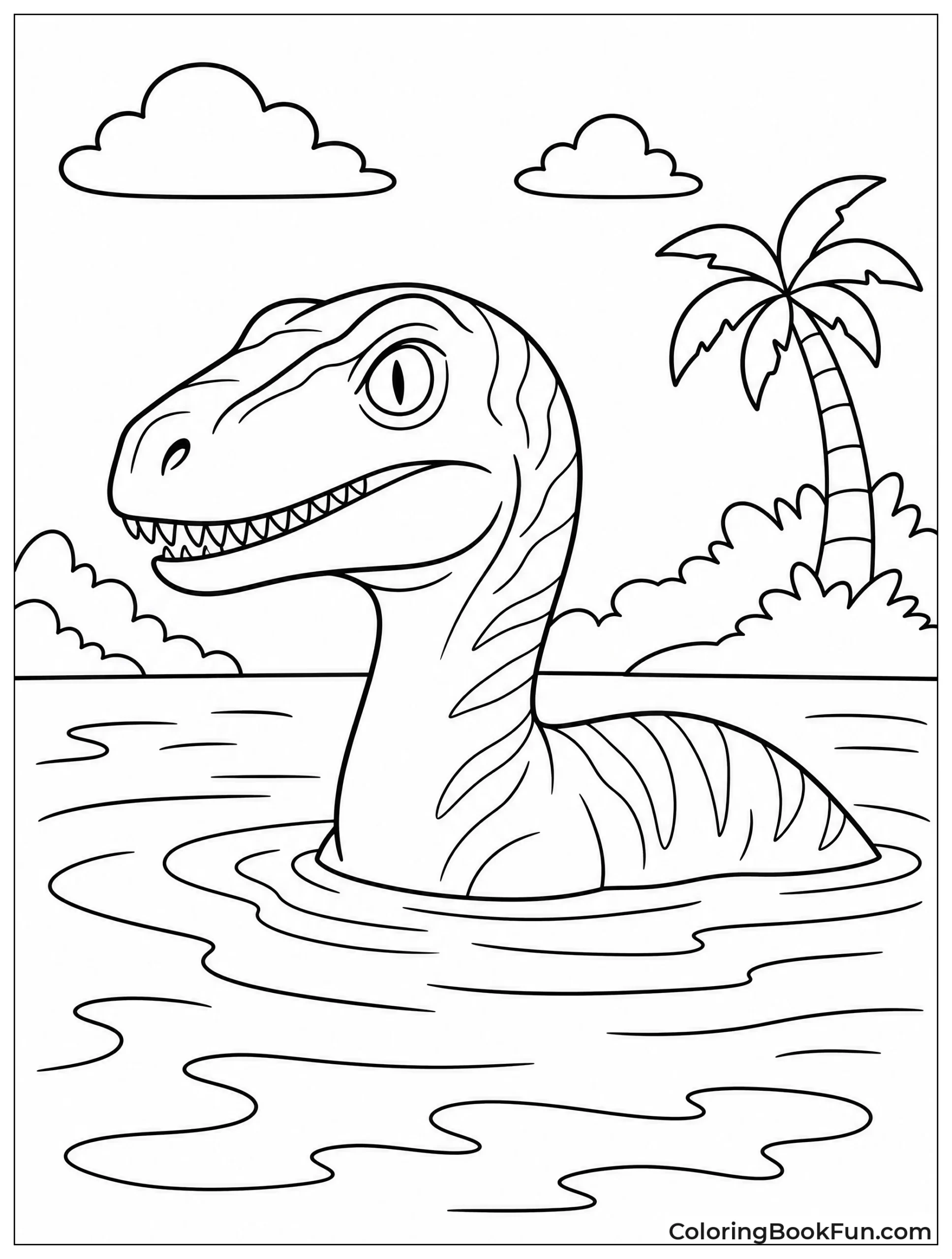 Raptor Swimming in Prehistoric Lake