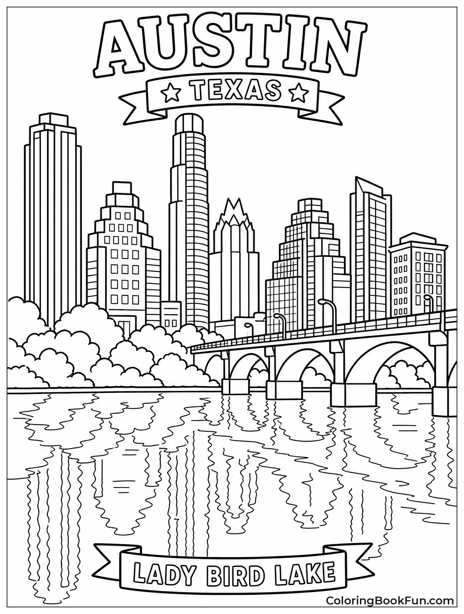 Austin Skyline Reflects in Lake
