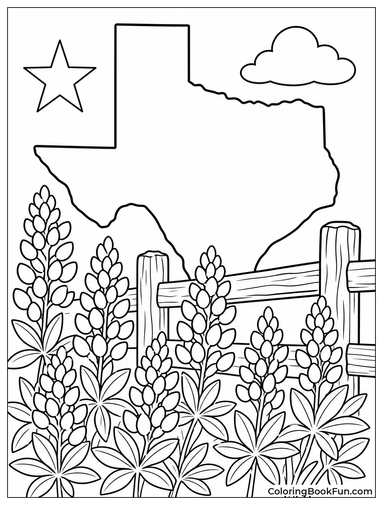 Bluebonnets Bloom by Wooden Fence
