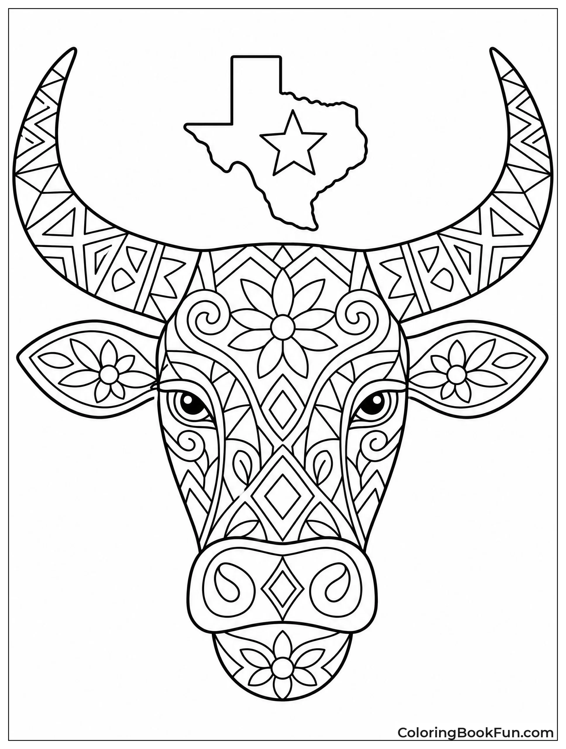 Longhorn Head Filled With Patterns