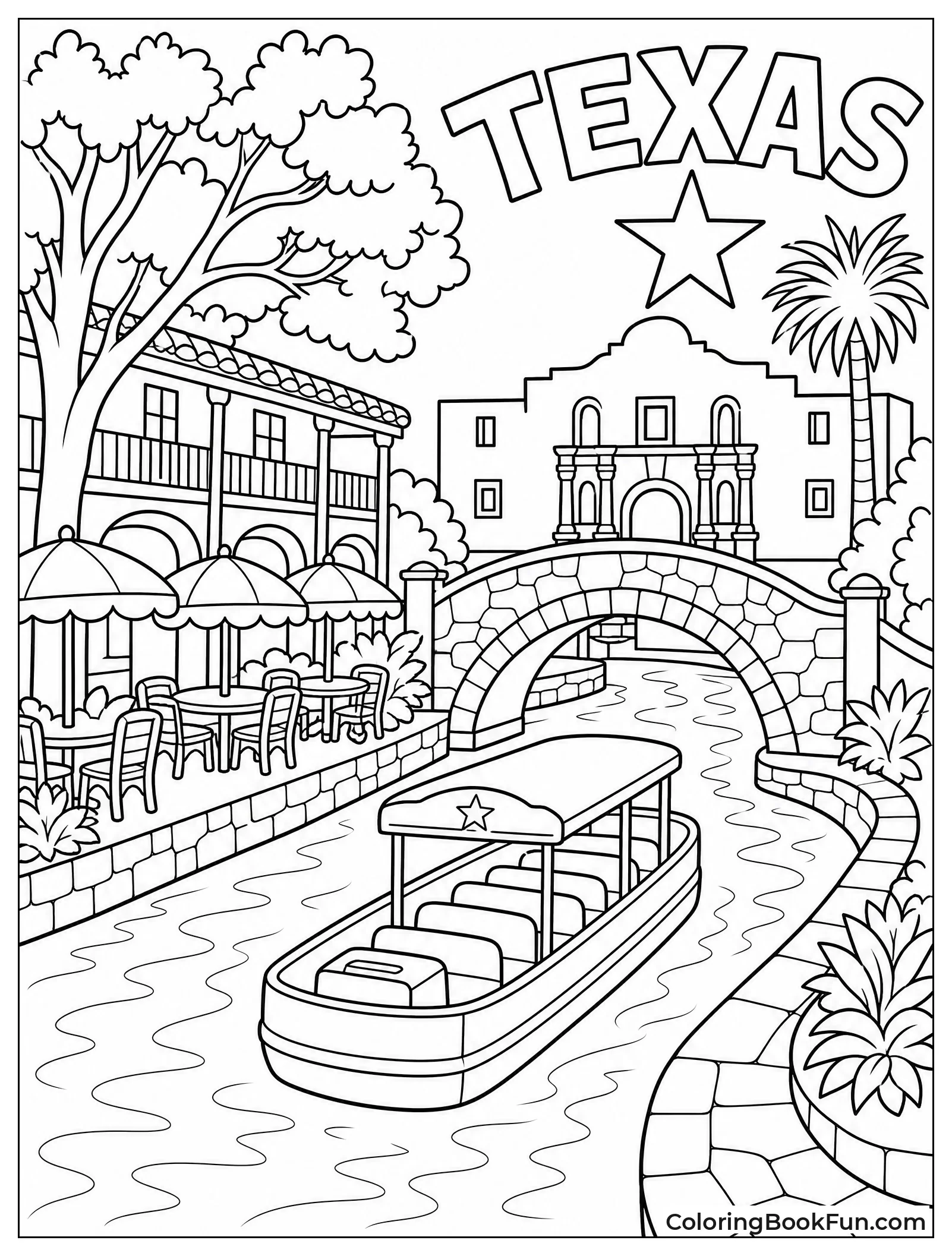 Boat Glides Under Riverwalk Bridge