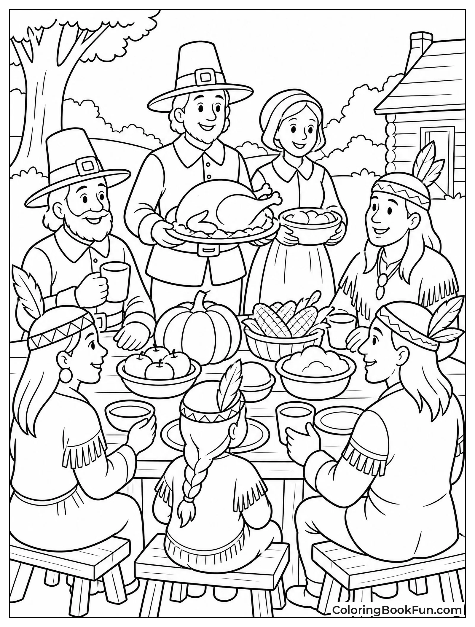 Pilgrims Share Feast with Natives