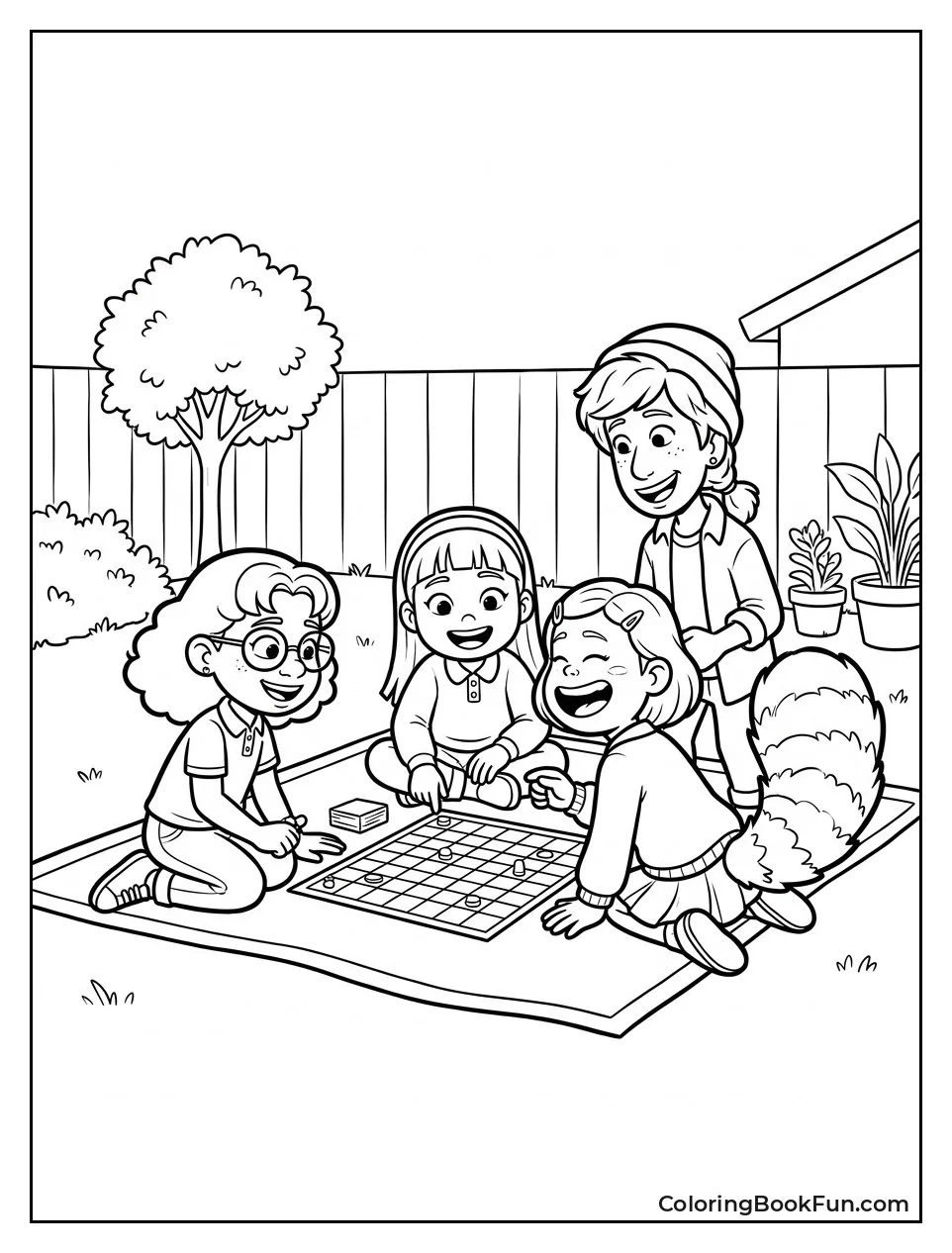 Kids Playing in Backyard
