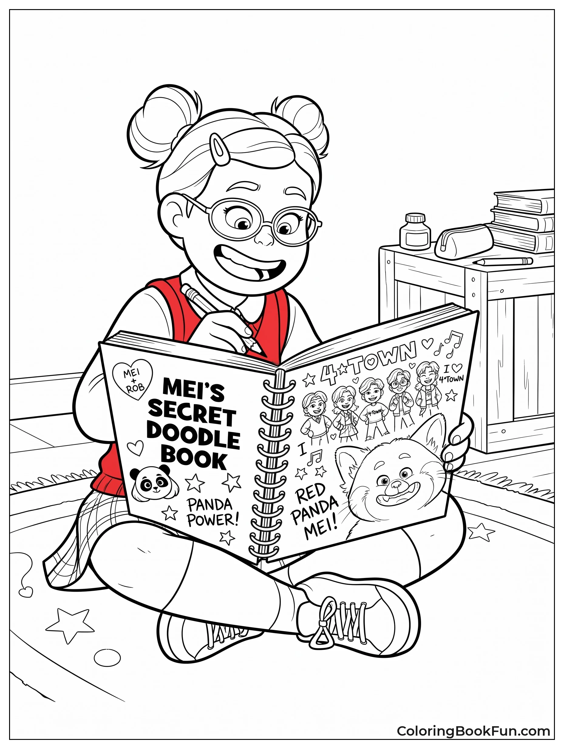 Mei Doodling in Her Notebook