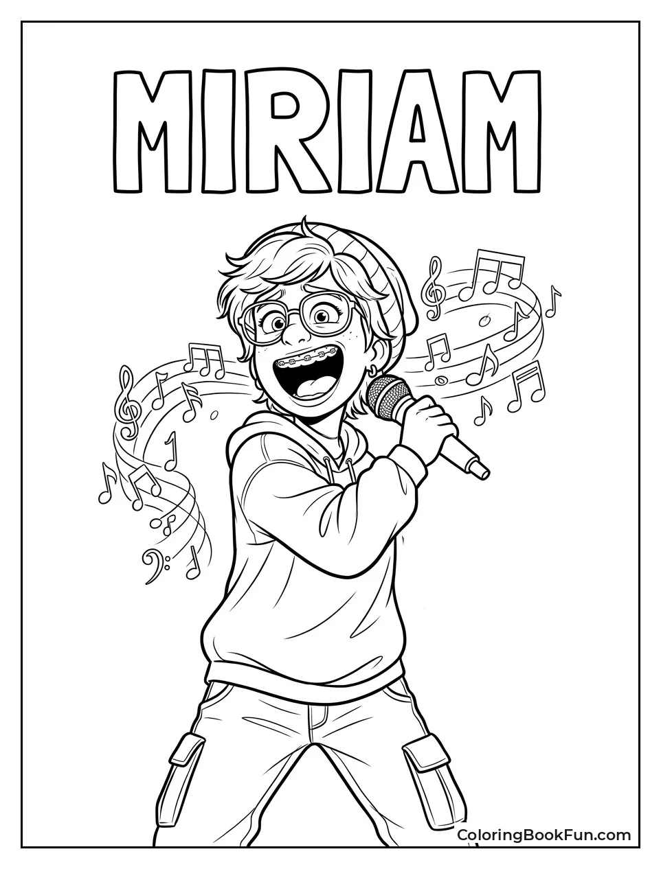Miriam Singing With Music Notes