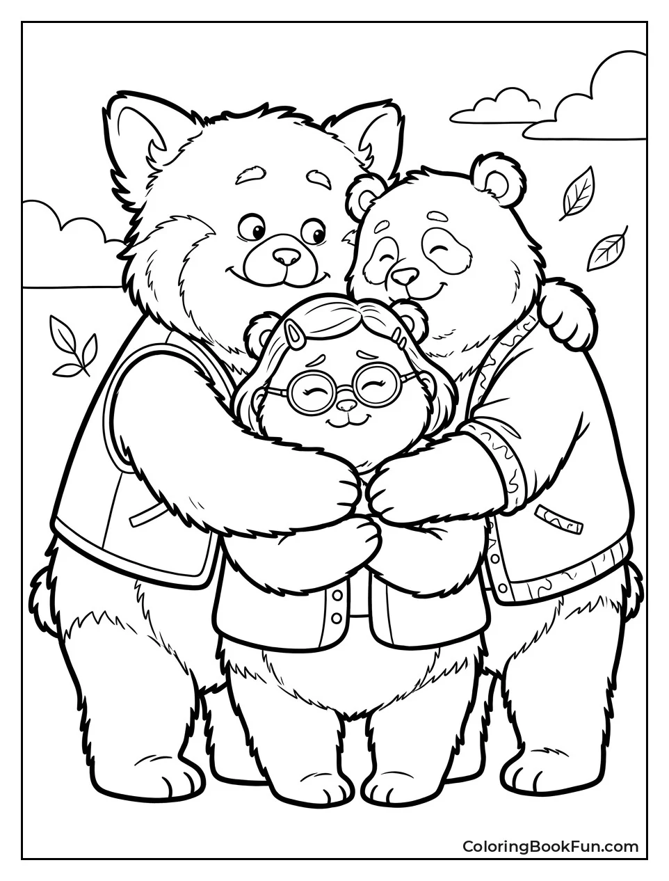 Red Panda Family Group Hug