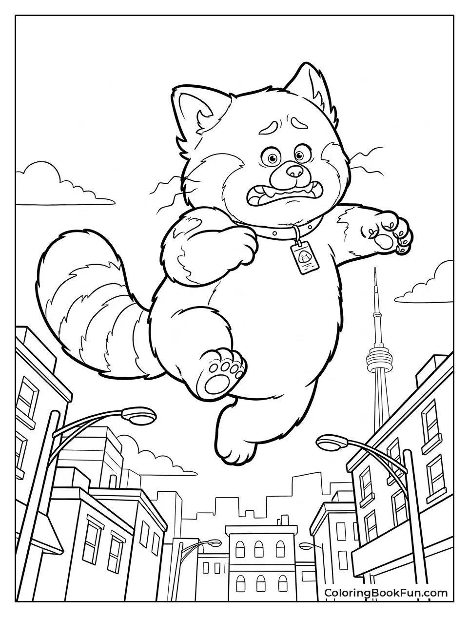 Red Panda Mei Leaping Over Streets