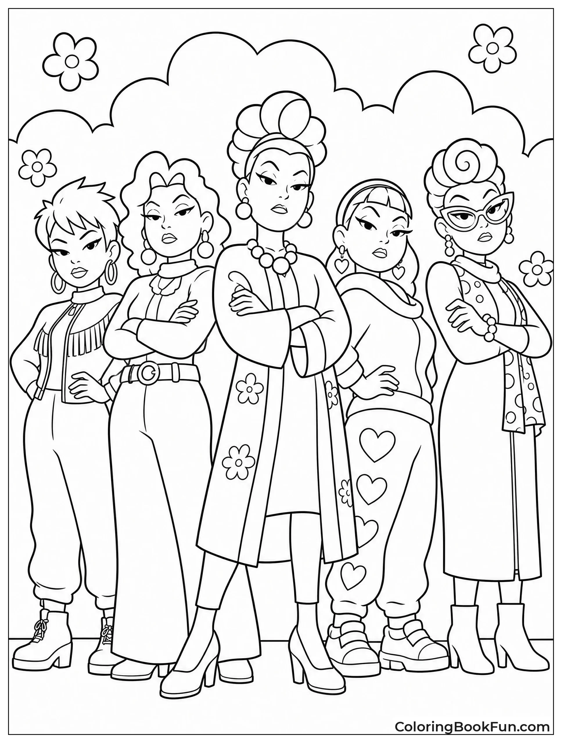 Five Aunties Standing in Line