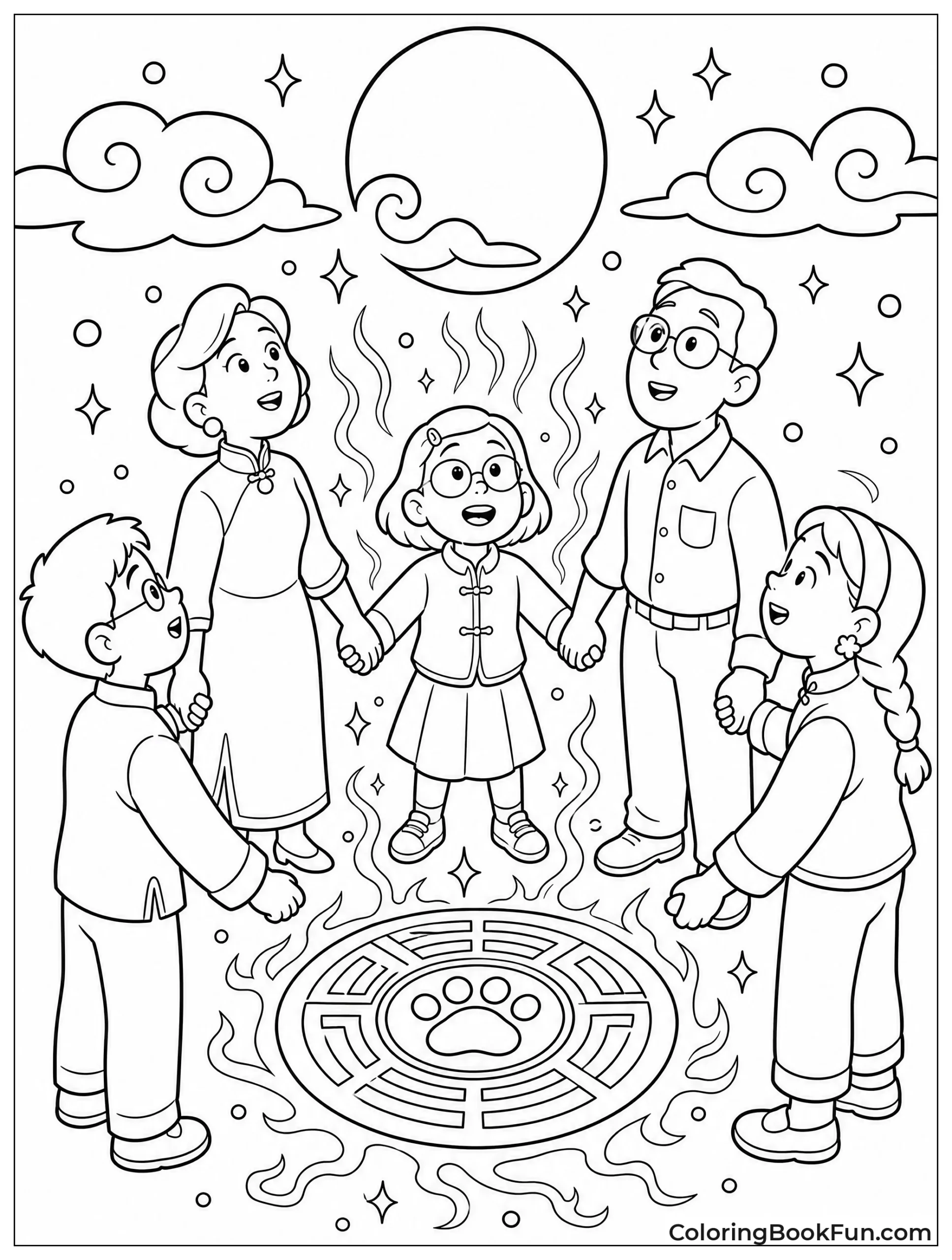 Family in Glowing Ritual Circle