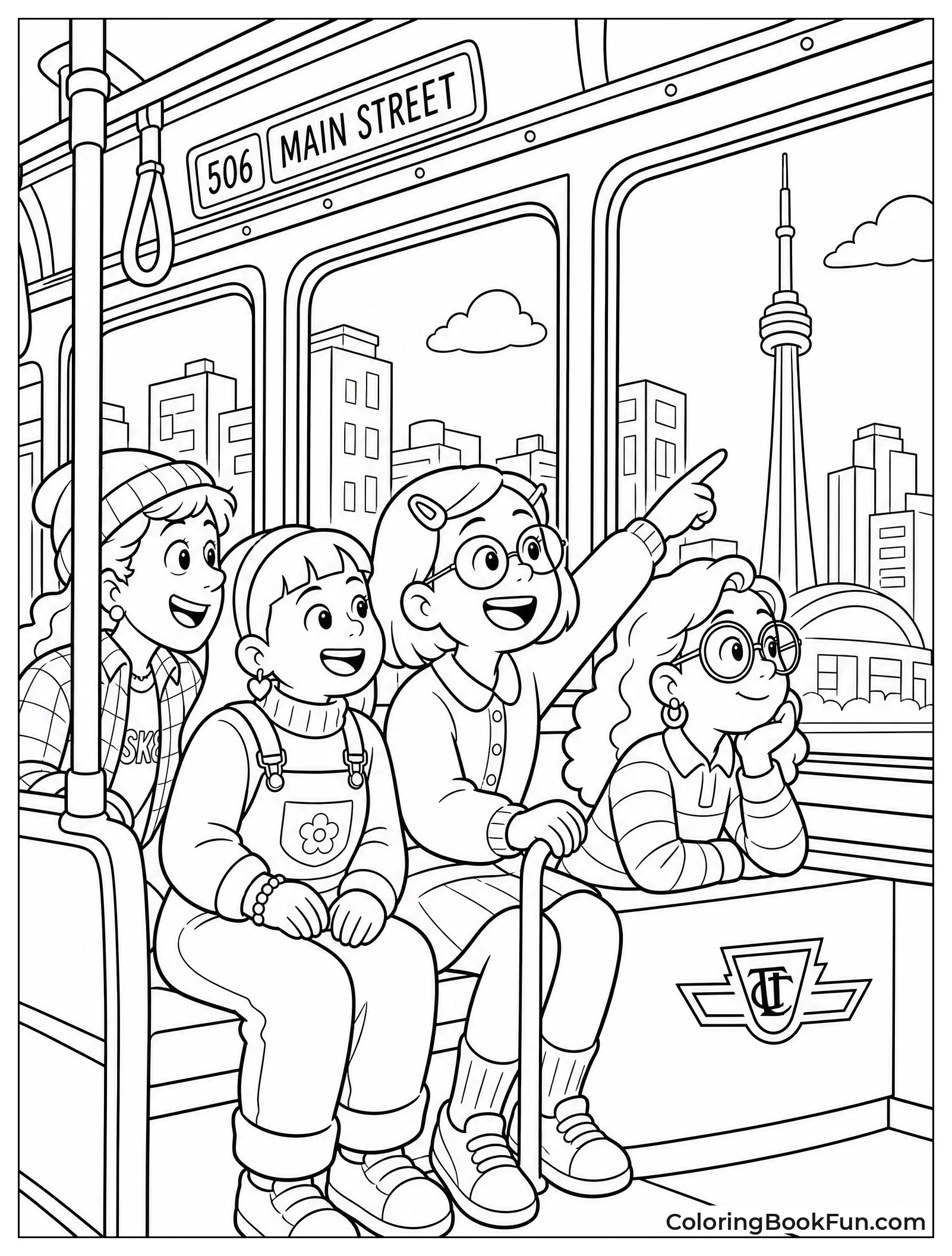 Friends Riding Toronto Streetcar