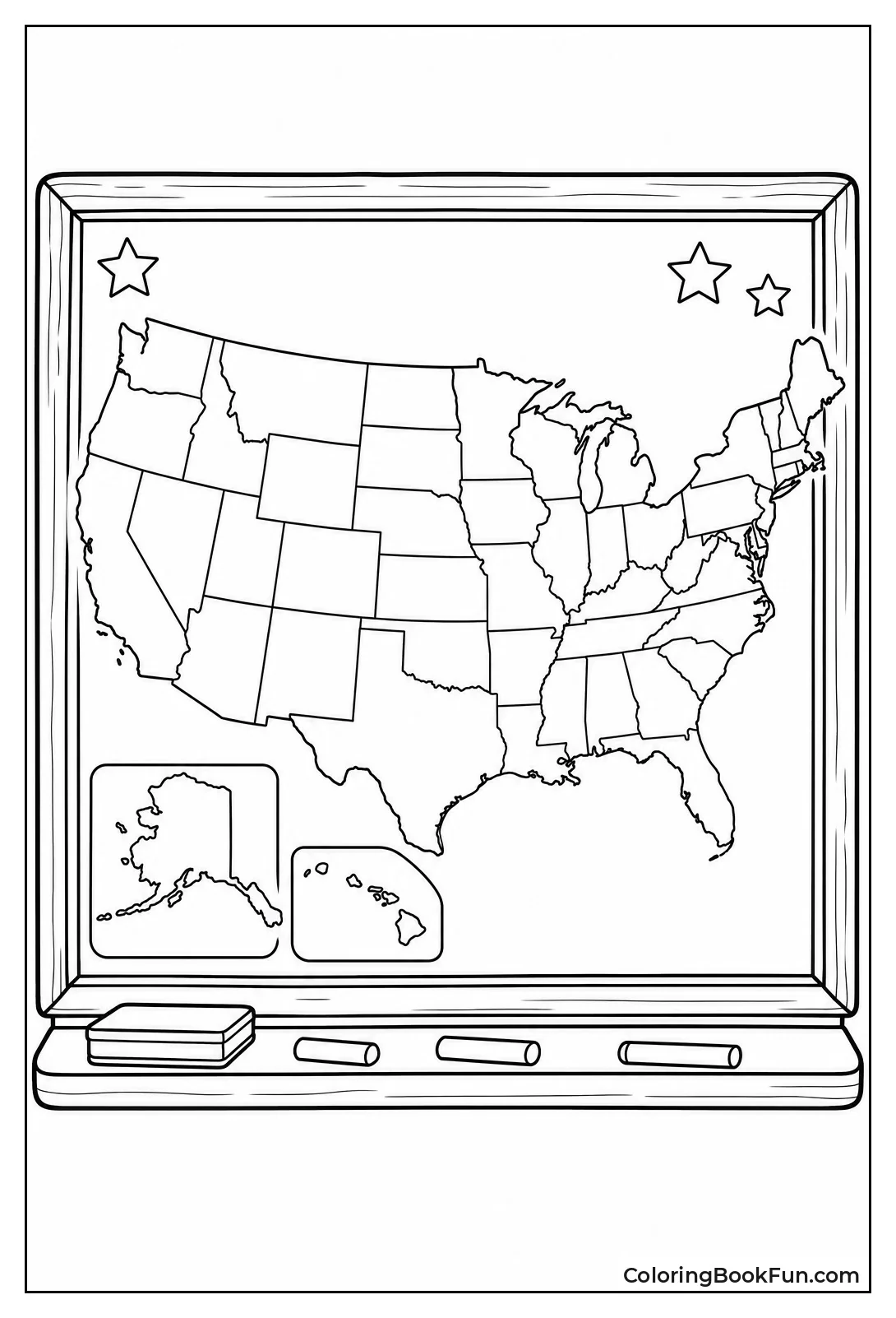 Chalkboard Shows USA Map