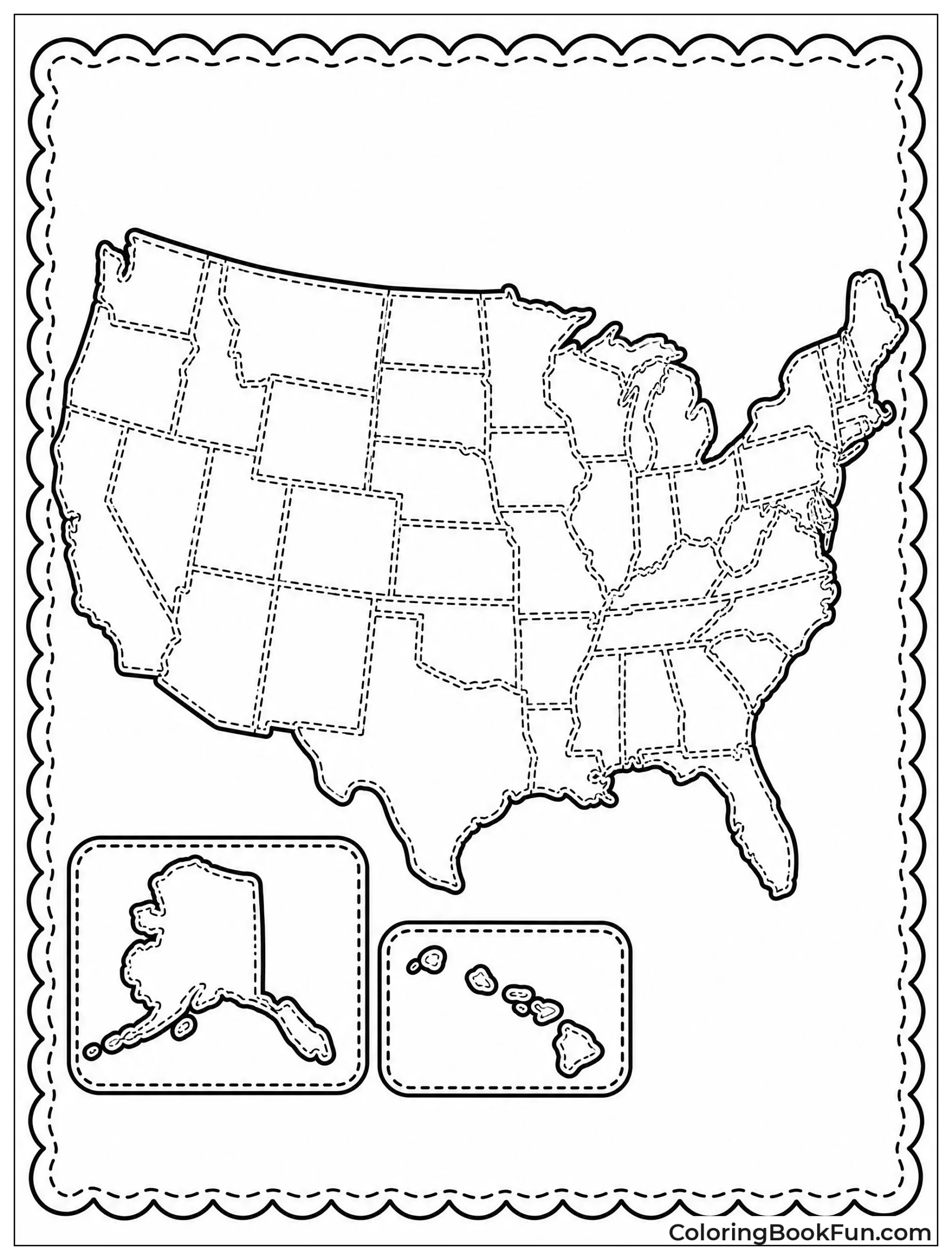Quilt Stitching Outlines Each State