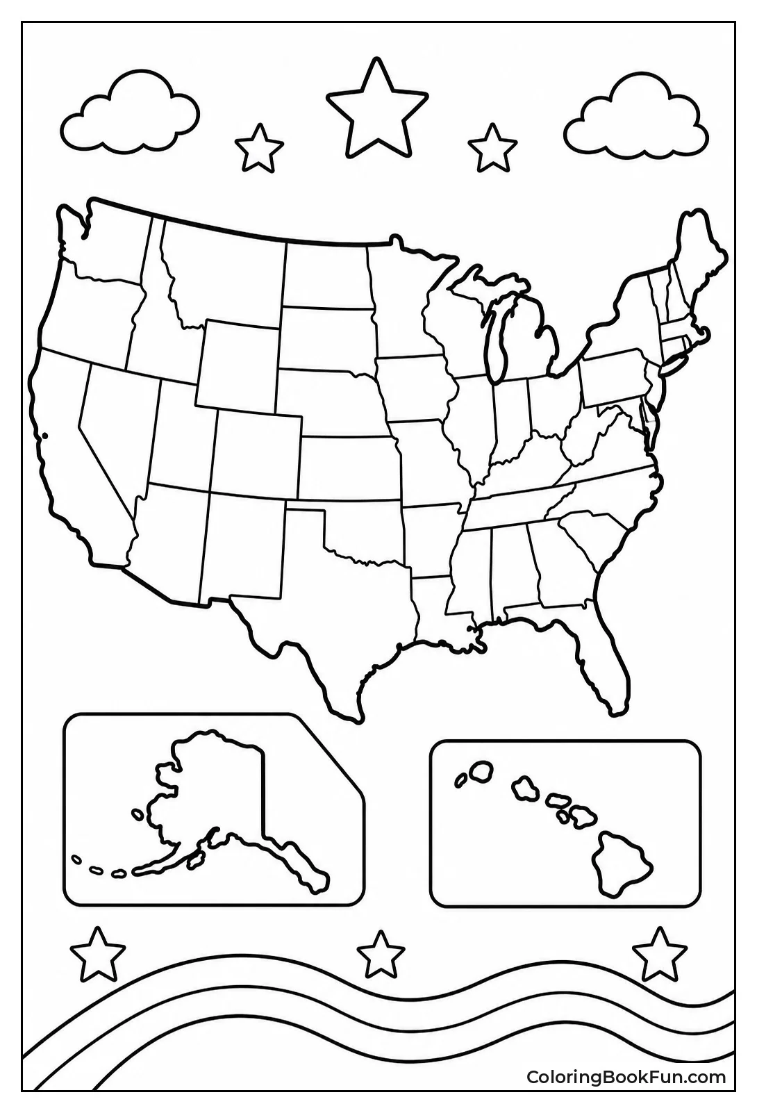 Easy Thick Line USA Map