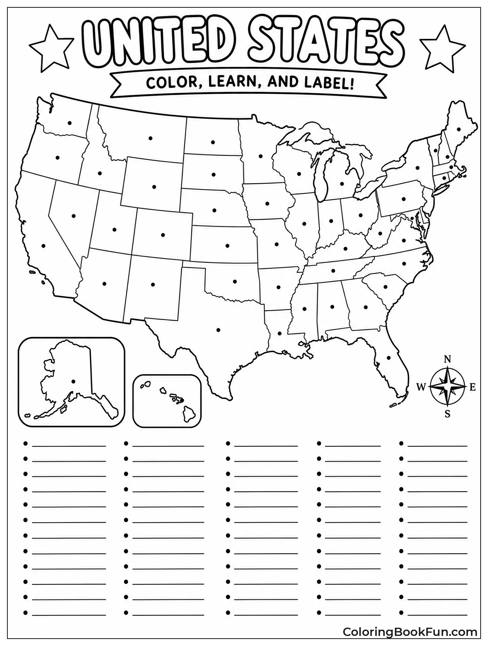 Stars Mark State Capitals