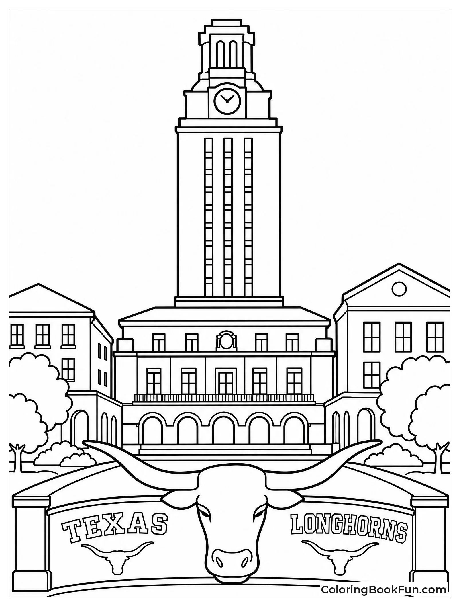 Longhorn Standing by University Tower