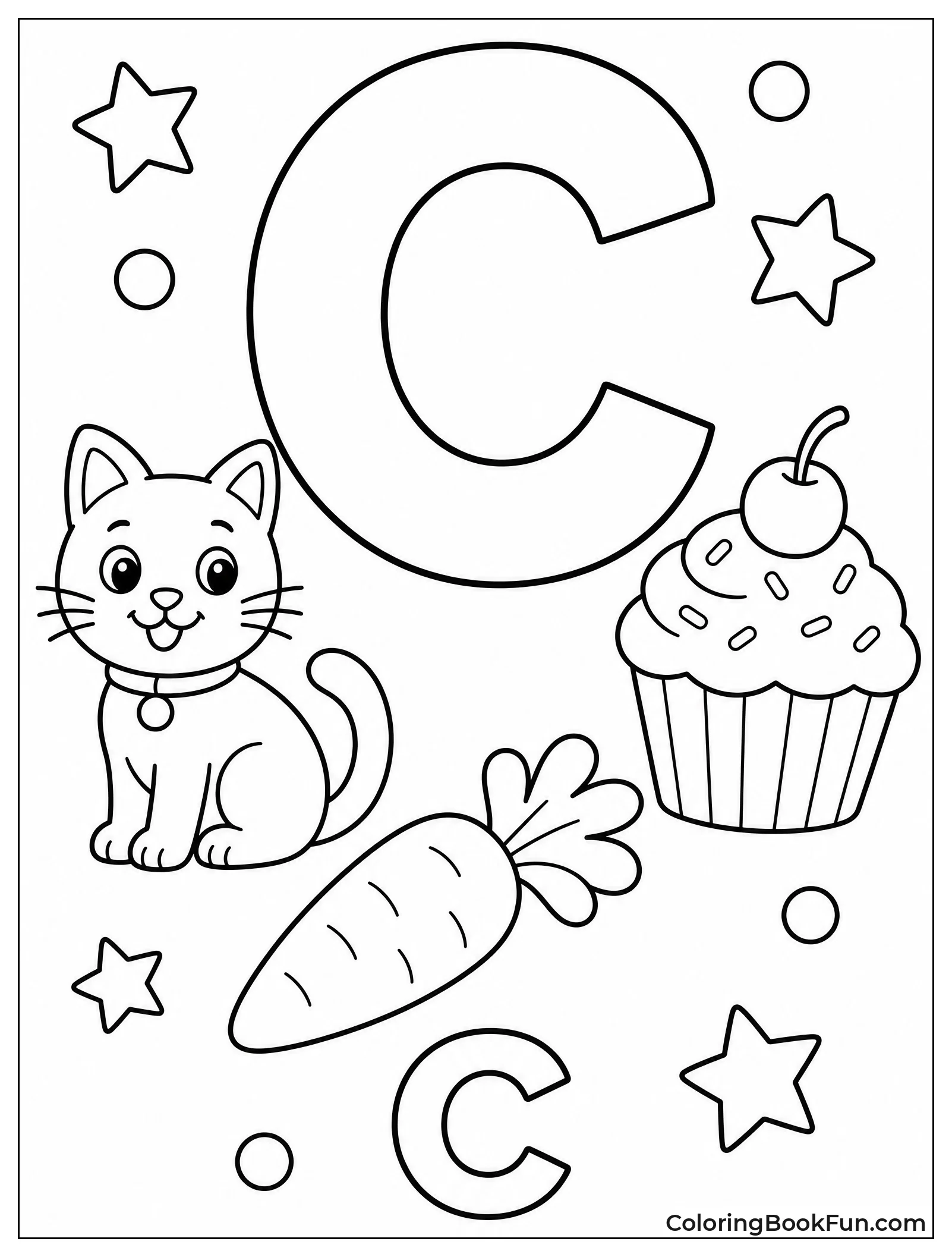 Uppercase C Surrounded by Shapes