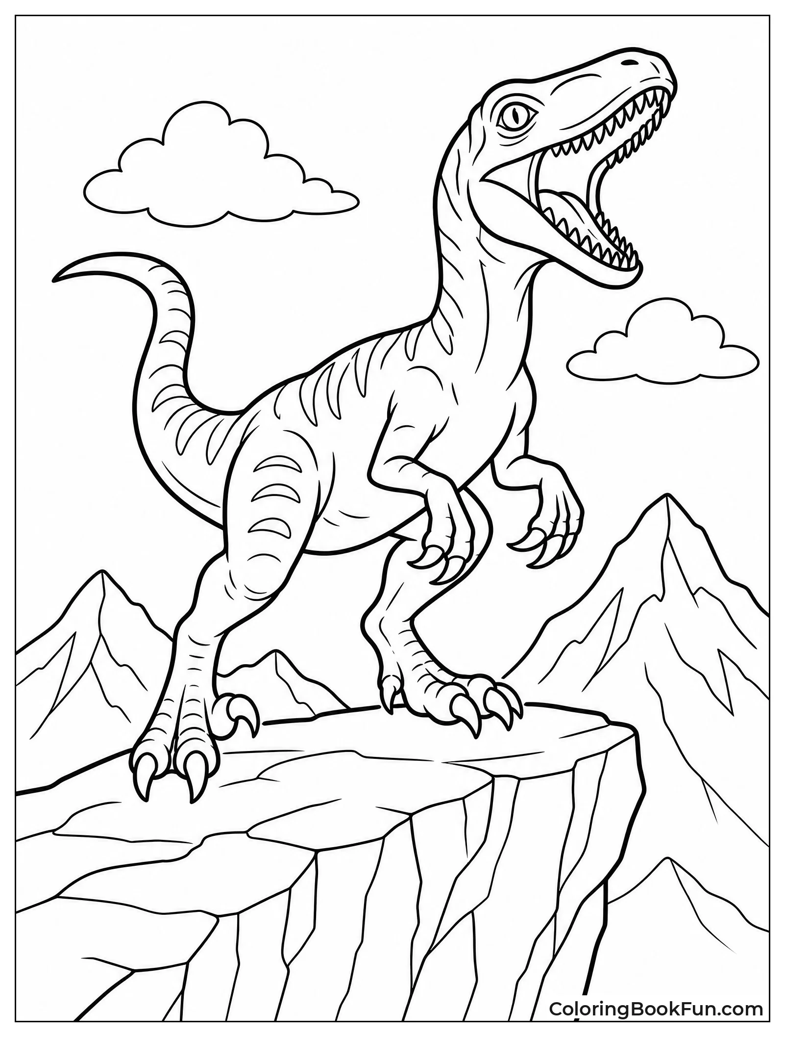 Velociraptor on Rocky Cliff